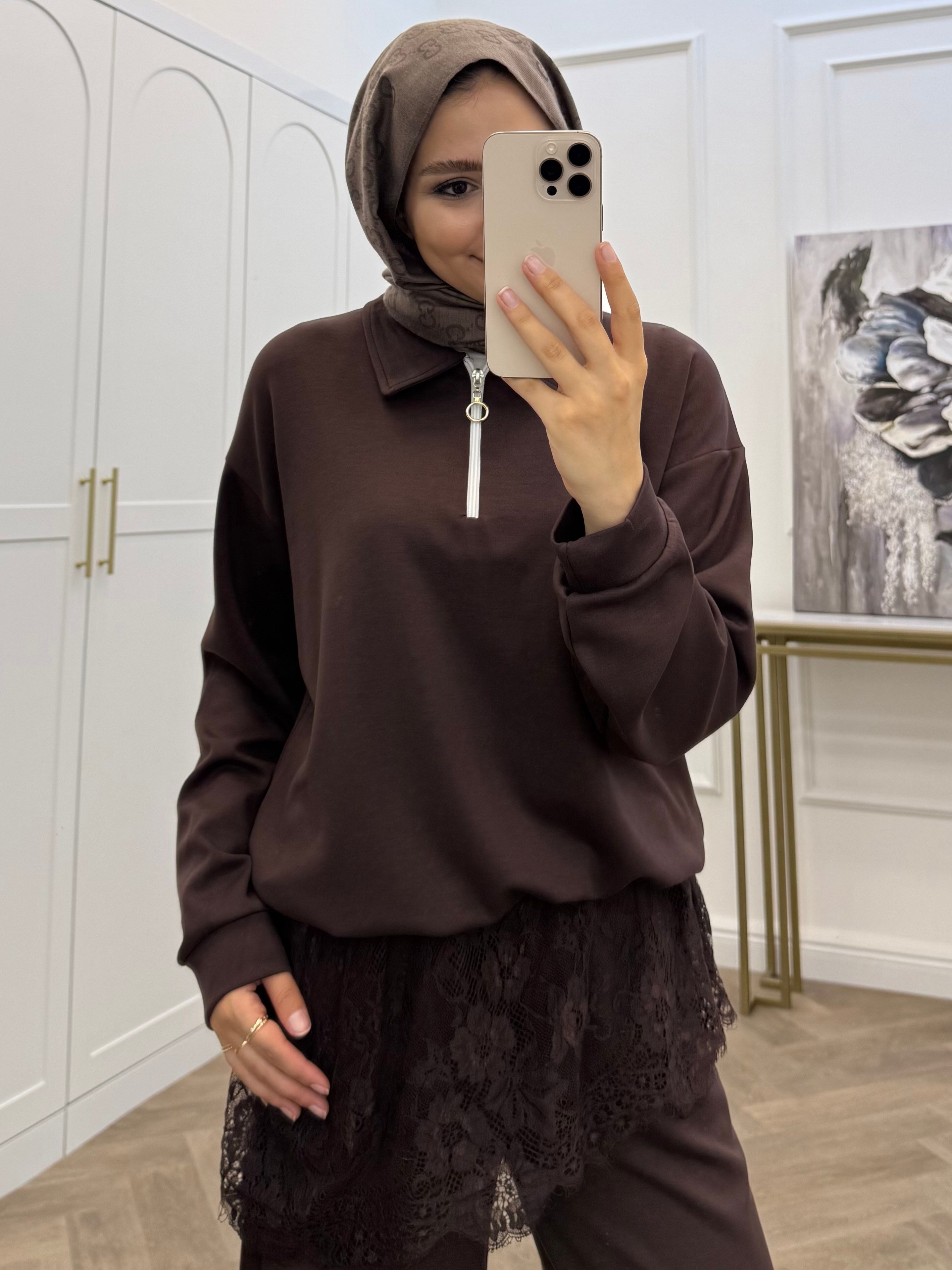 3LÜ DANTEL DETAYLI OYSHO TAKIM ACI KAHVE