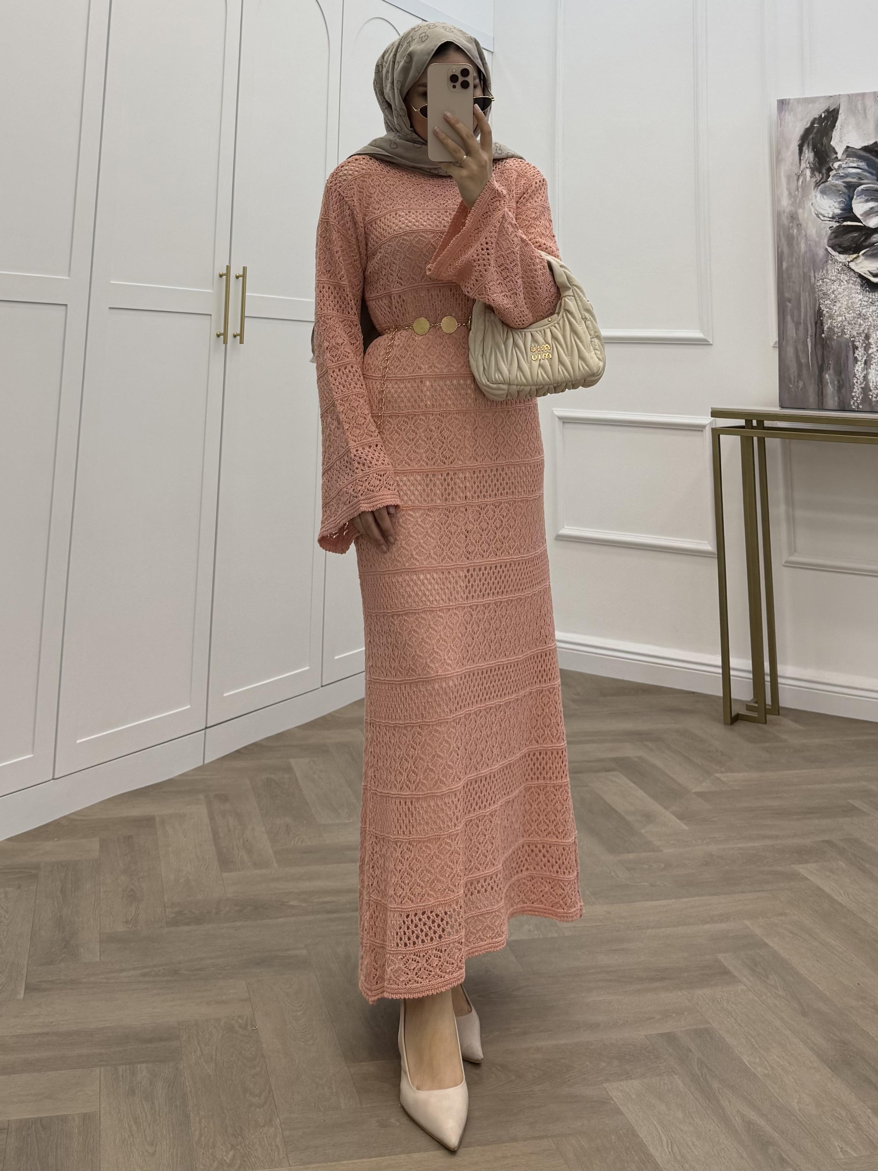 ADEL FİLELİ ELBİSE ORANJ