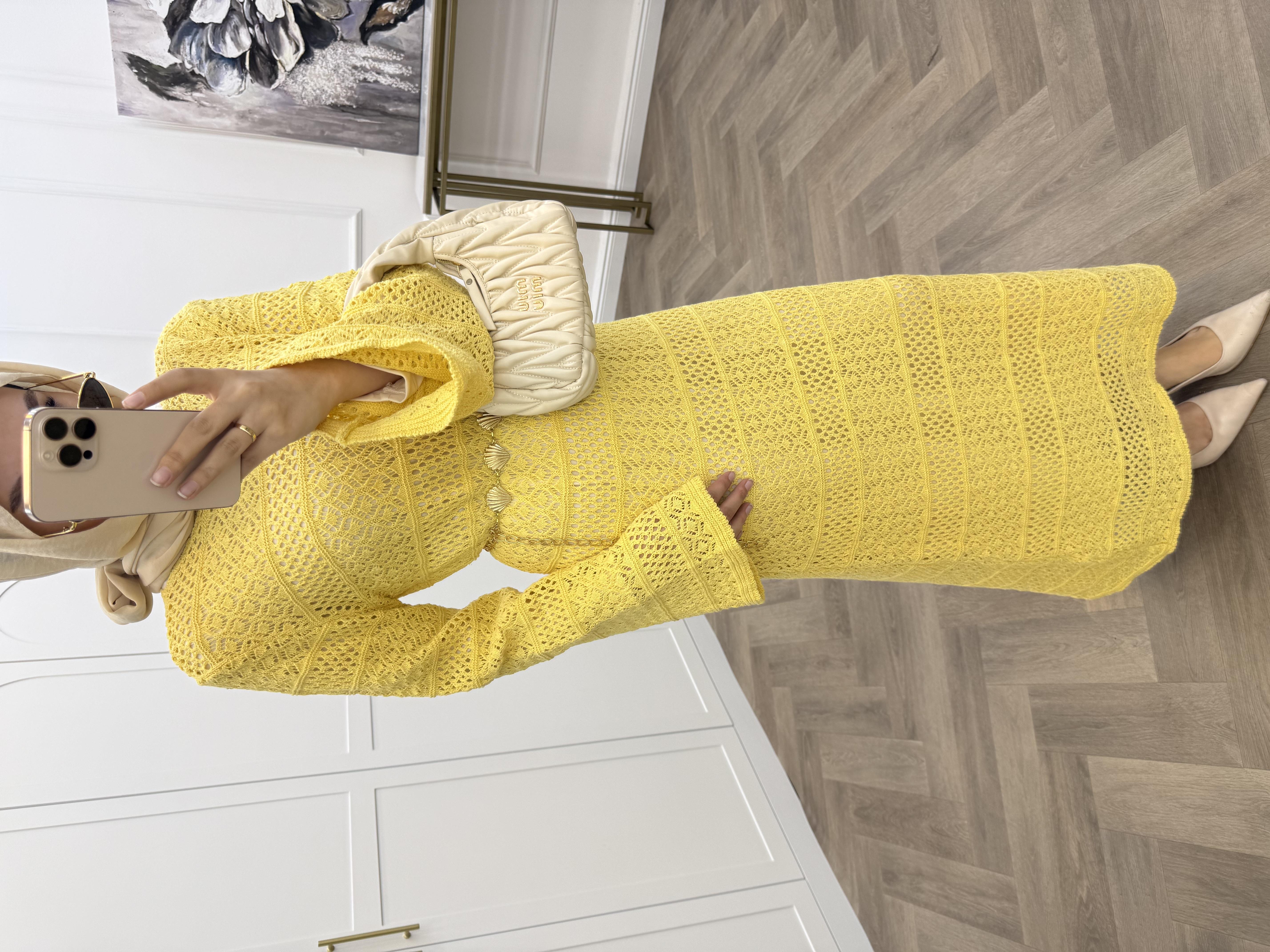 ADEL FİLELİ ELBİSE SARI