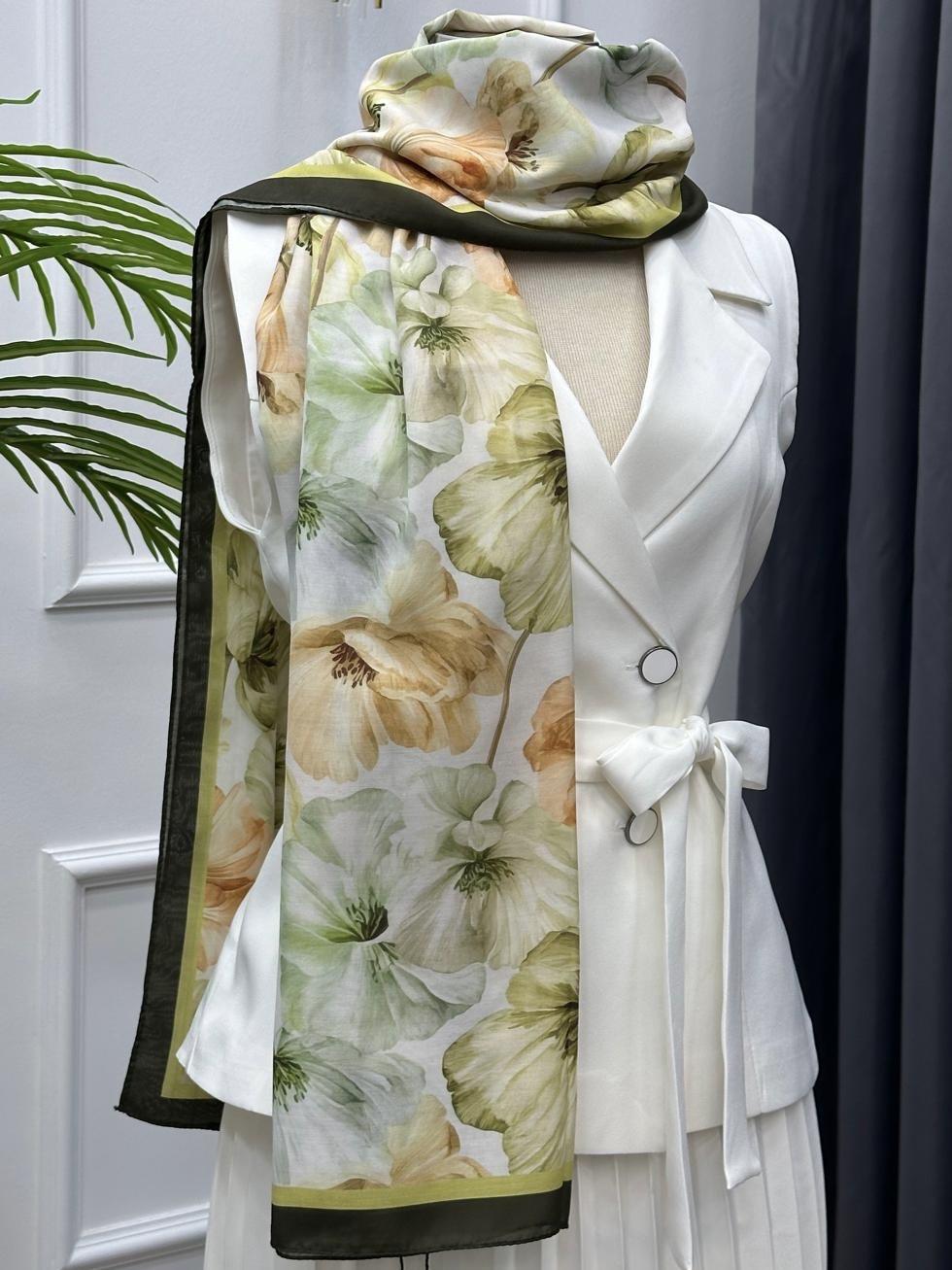 AQUA SOFT BÜYÜK  GÜL DESEN ŞAL HAKİ