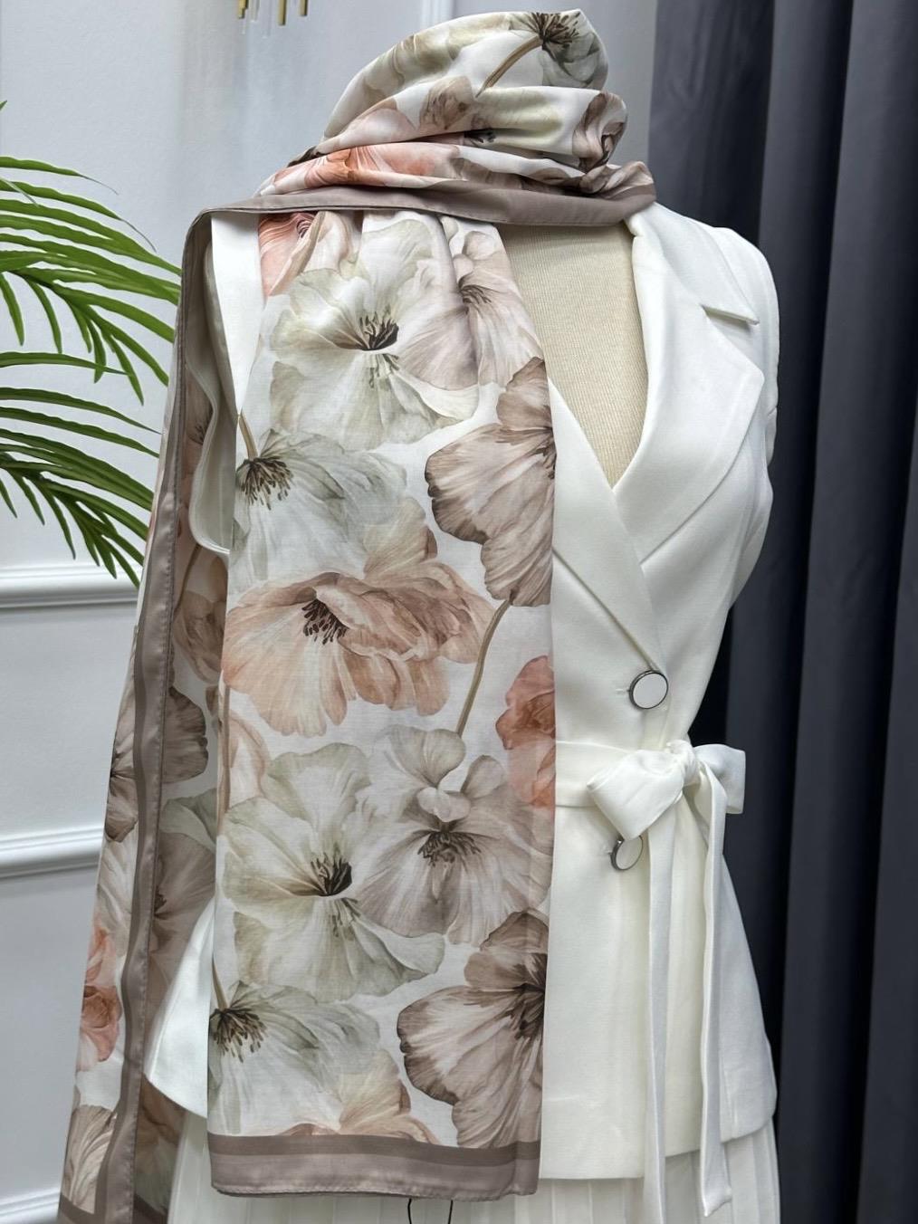 AQUA SOFT BÜYÜK  GÜL DESEN ŞAL VİZON