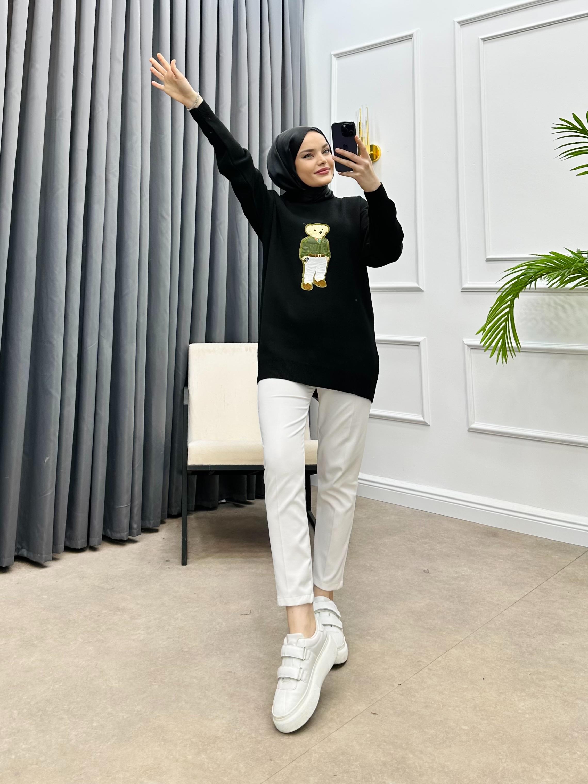 AYICIKLI TRİKO KAZAK SİYAH