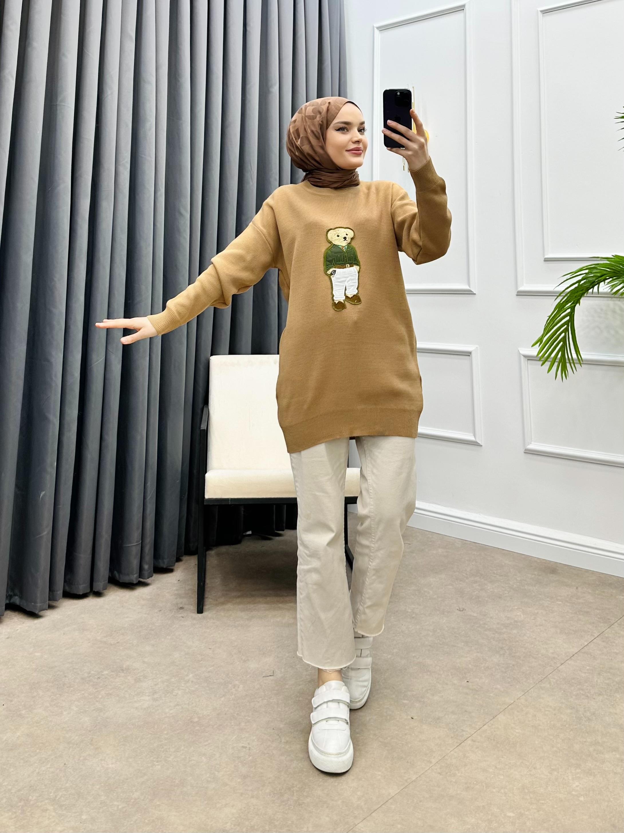 AYICIKLI TRİKO KAZAK SÜTLÜ KAHVE