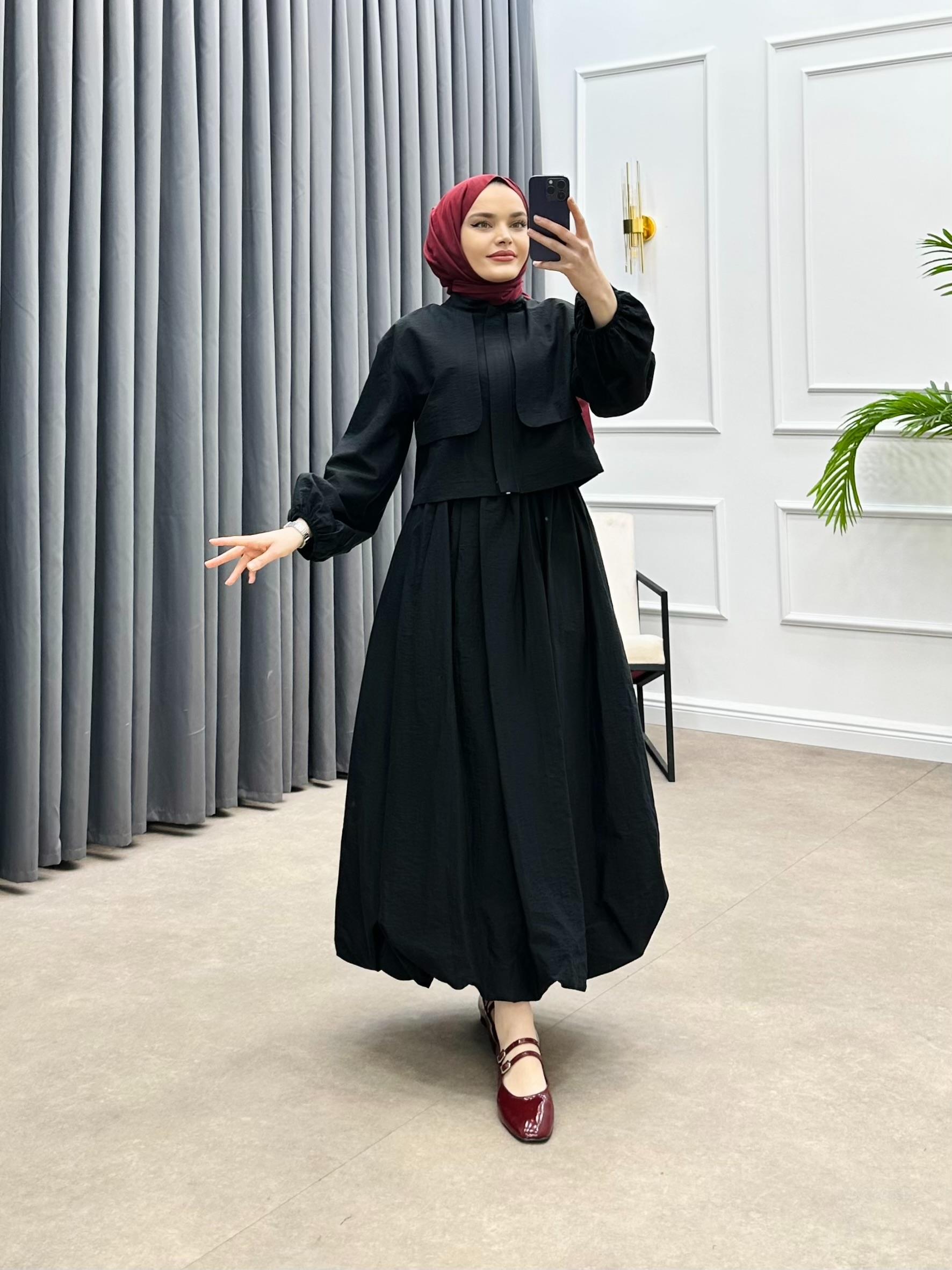 BALOK ETEKLİ PARAŞÜT TAKIM SİYAH