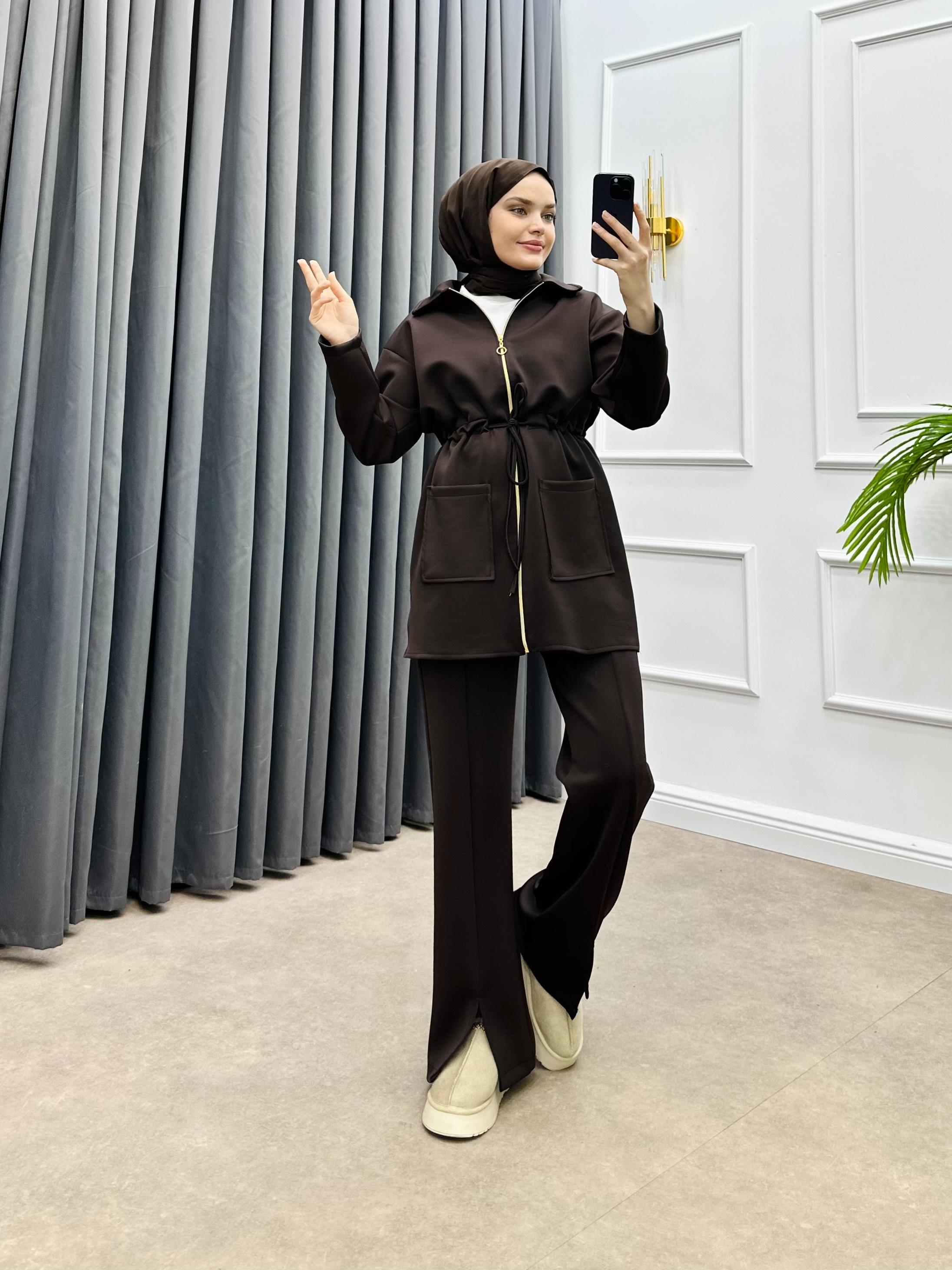 BELDEN SIKMALI SCUBA İKİLİ TAKIM KAHVE