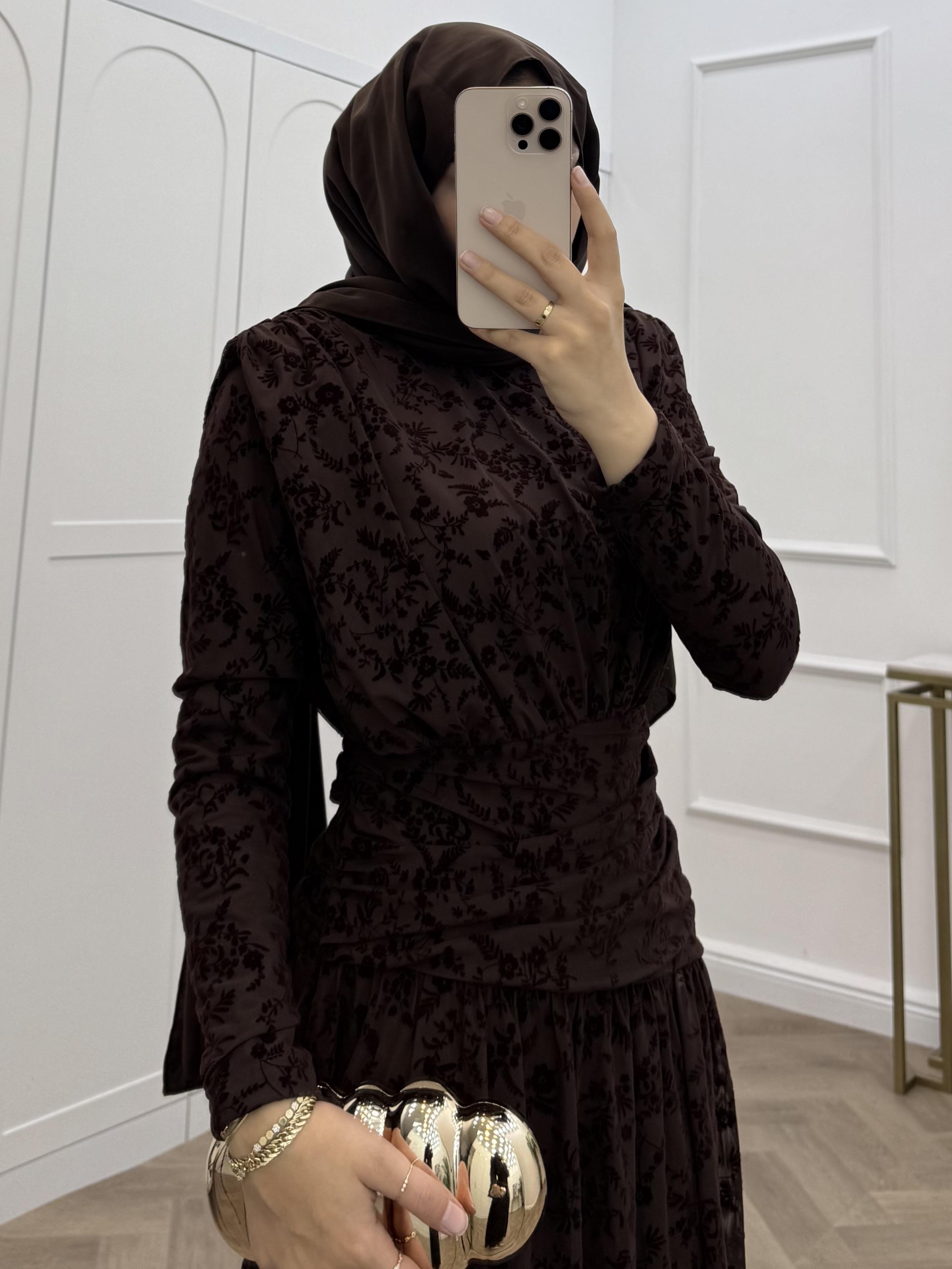 BELLA DANTEL ELBİSE KAHVE 