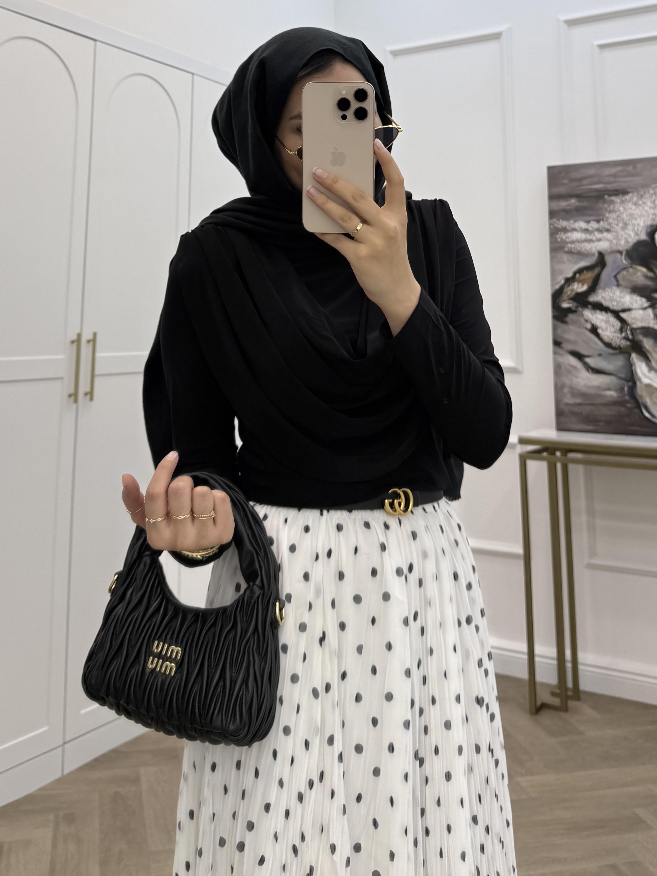 BENEKLİ ŞİFON KRAŞ ETEK BEYAZ 