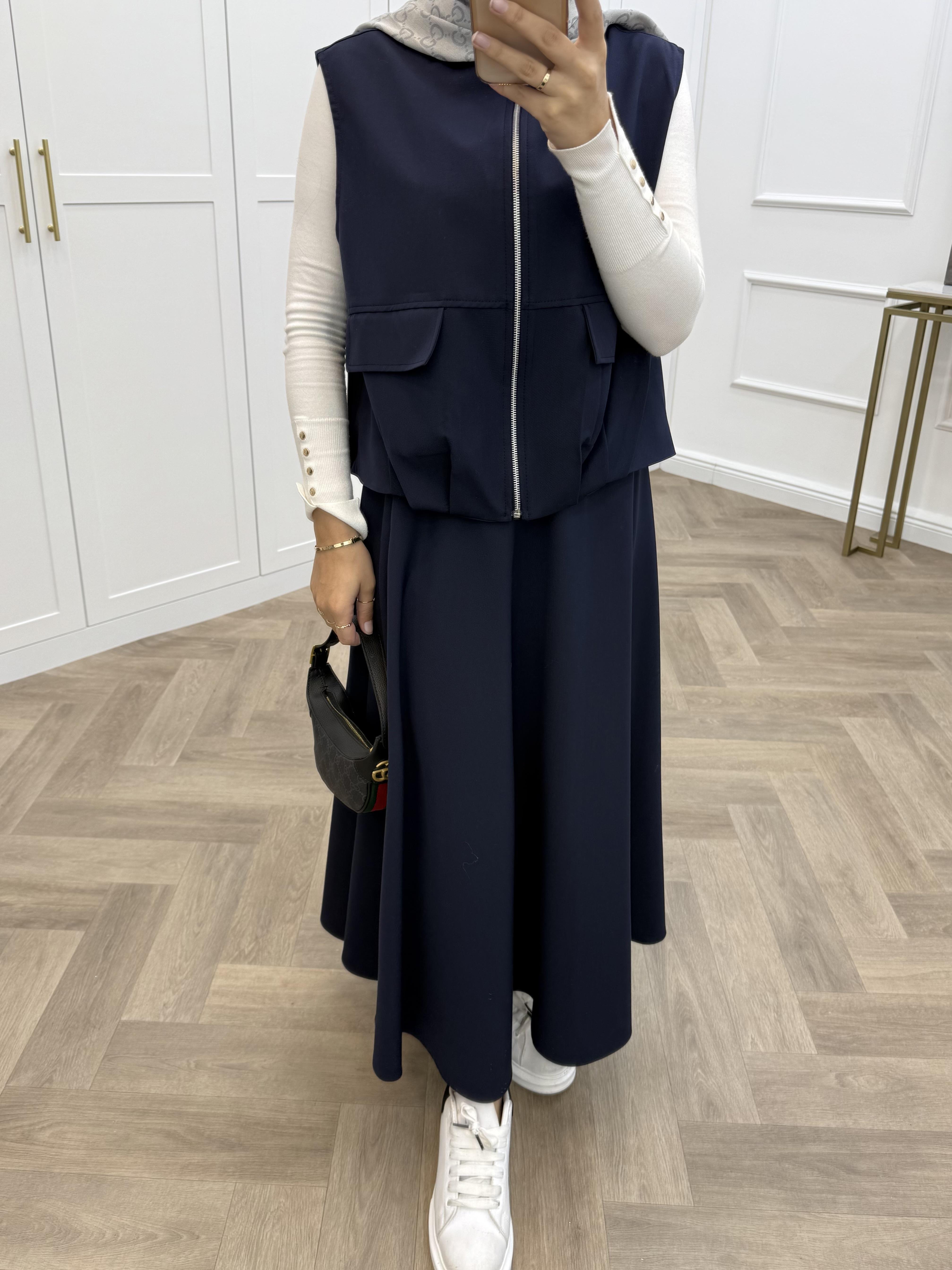 BOMBER YELEKLİ ETEKLİ TAKIM LACİVERT