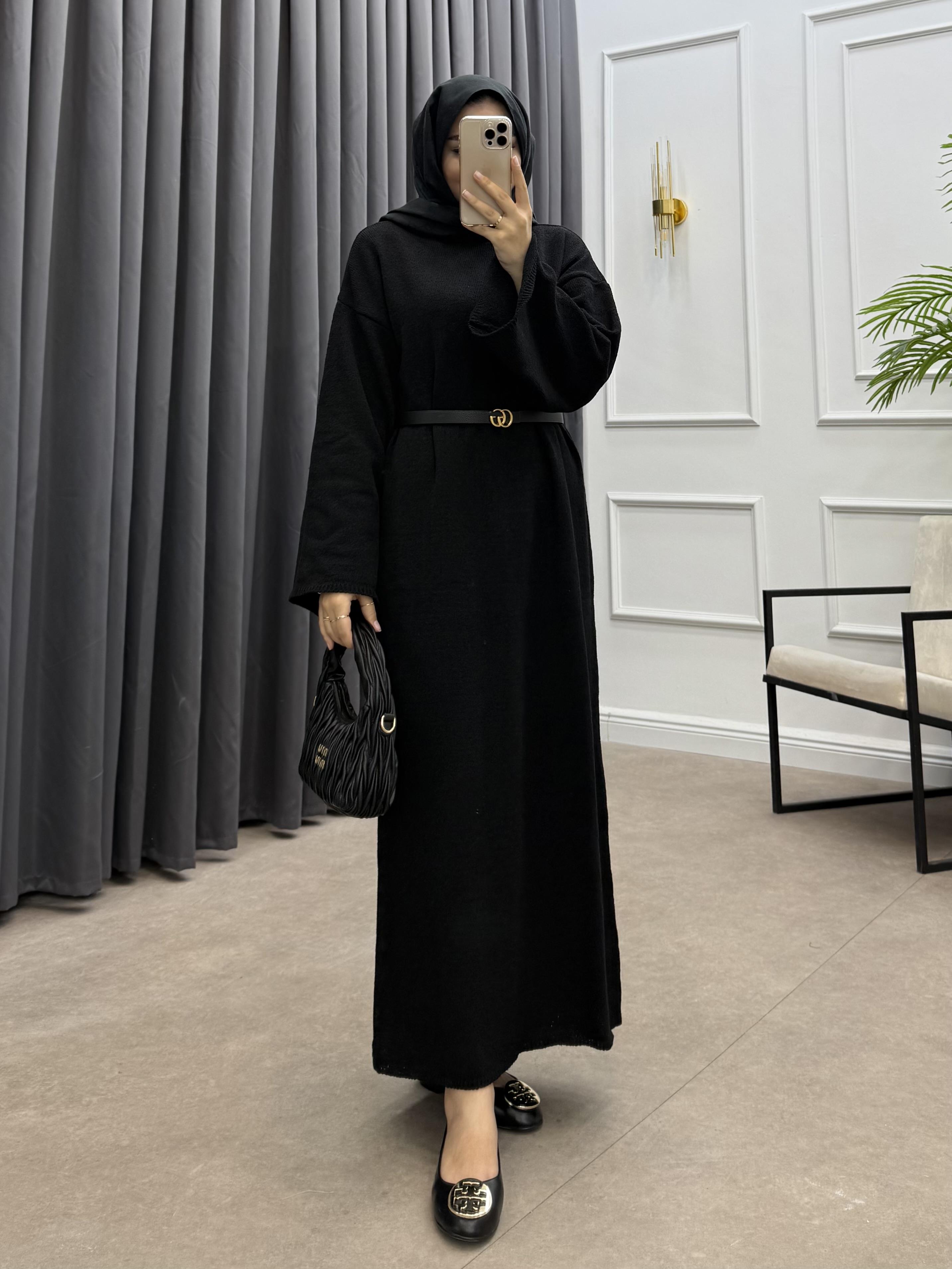 BUKLE TRİKO ELBİSE SİYAH