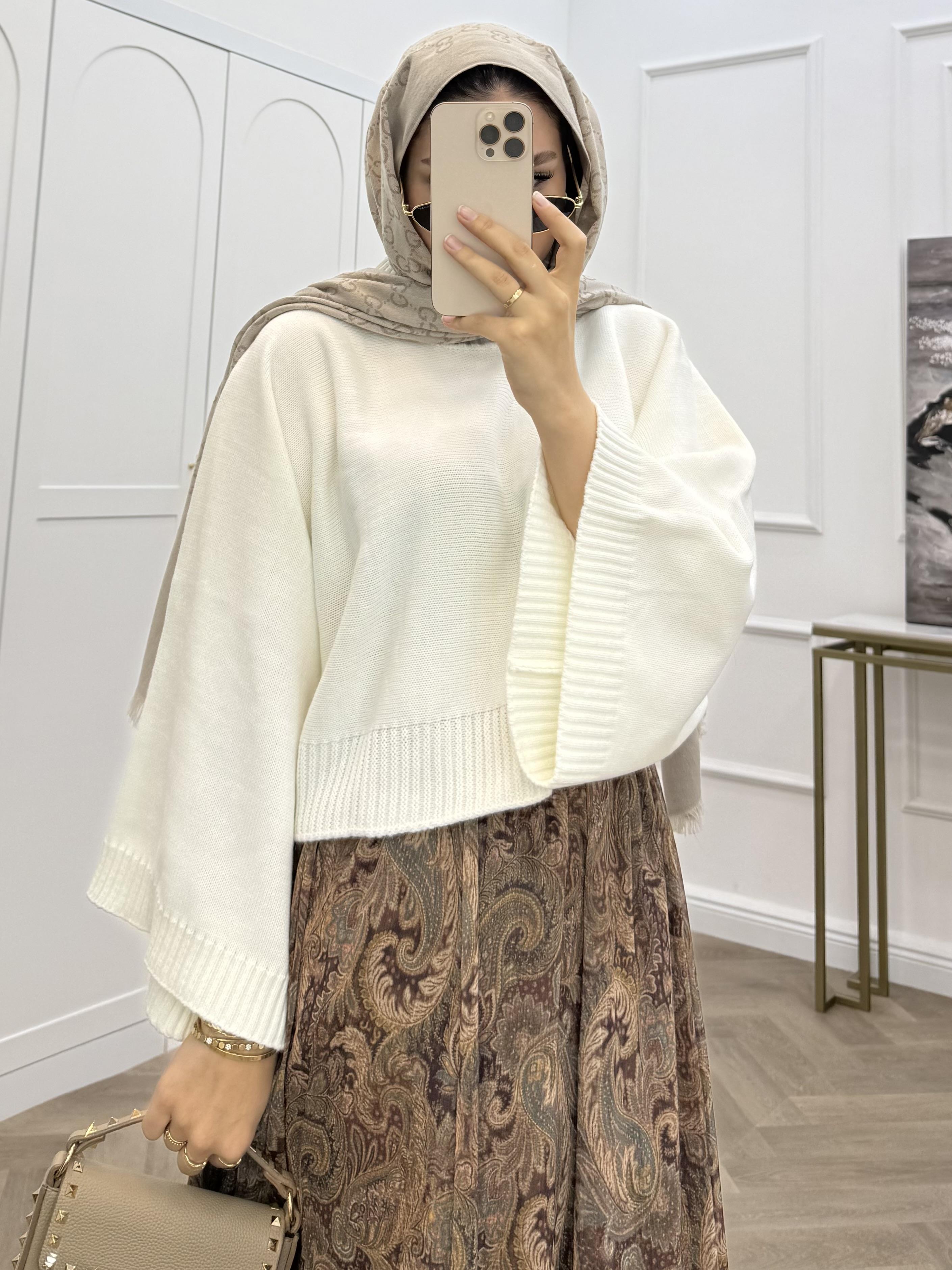 BUTA DESENLİ ŞİFON ETEK KAHVE 