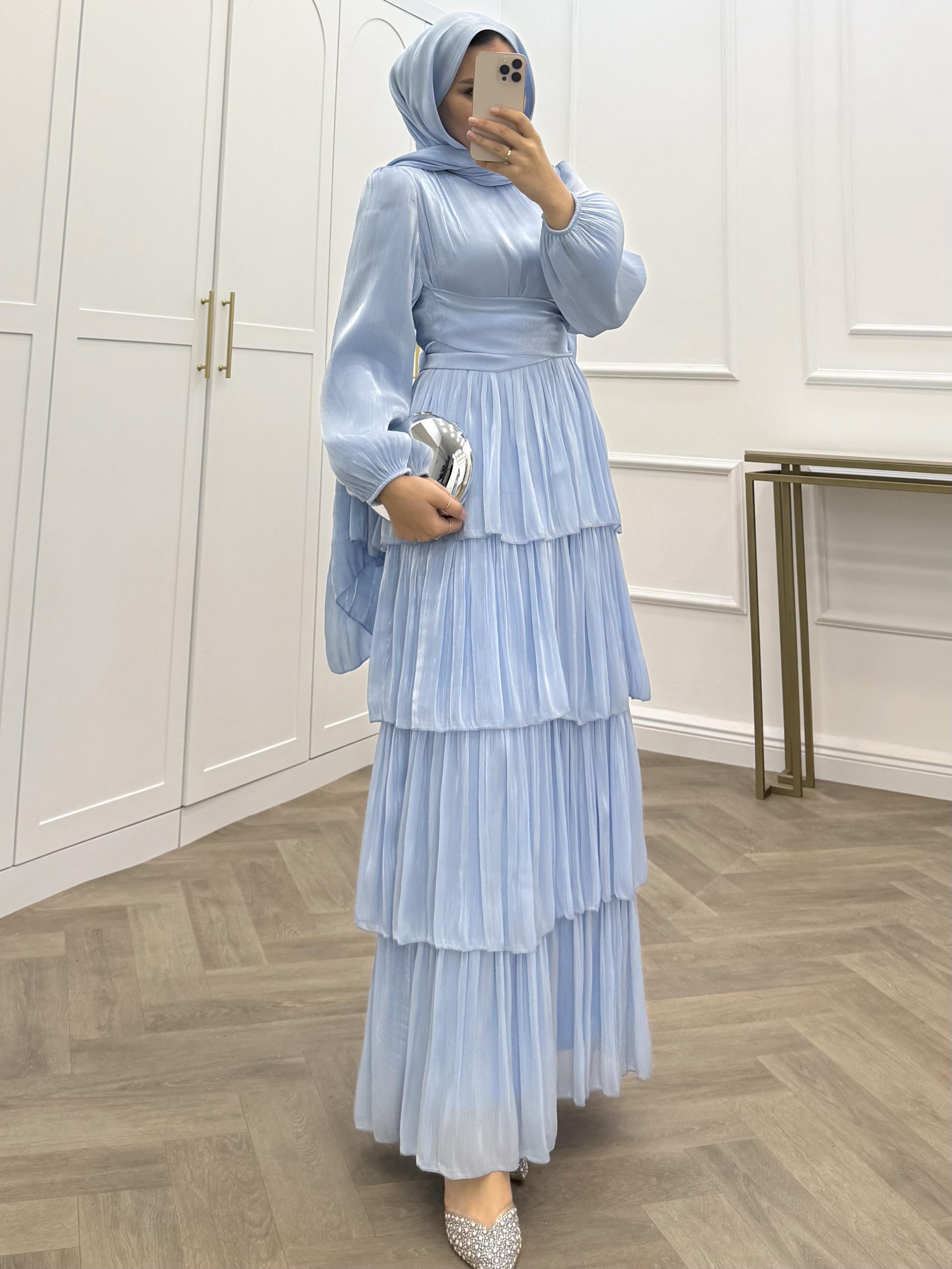 ÇAPRAZ BAĞLAMALI JANJAN ABİYE MAVİ