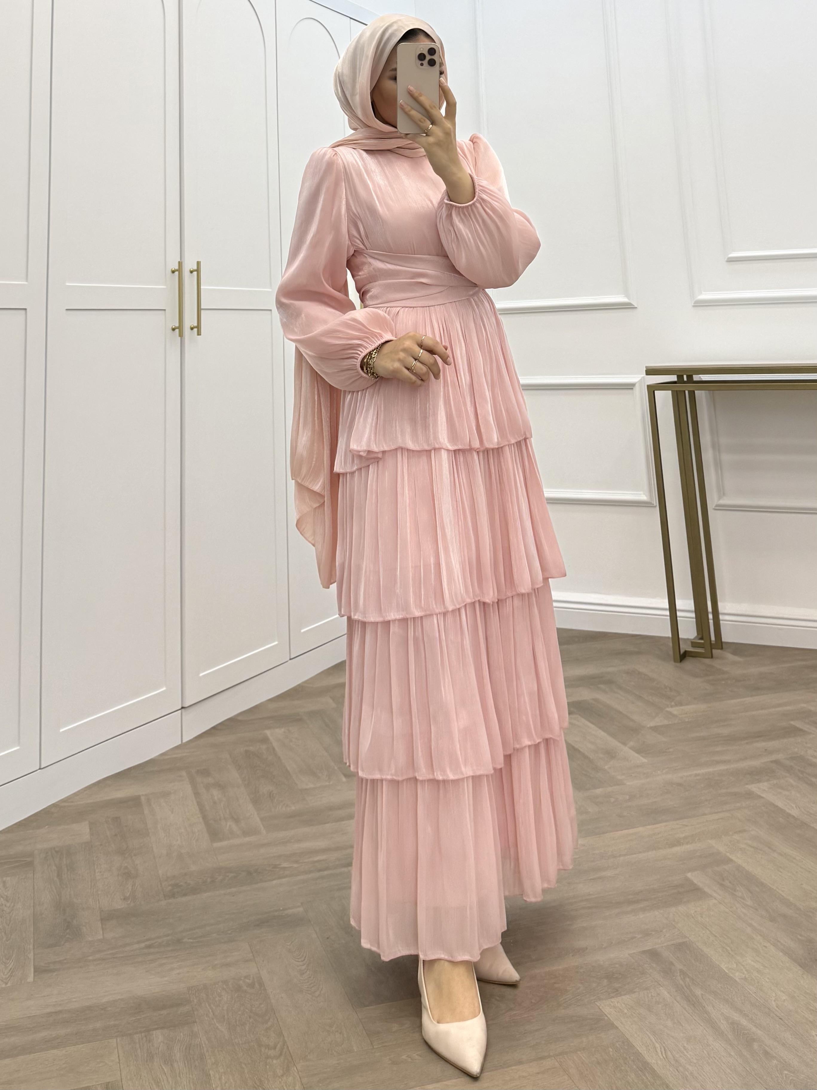 ÇAPRAZ BAĞLAMALI JANJAN ABİYE PEMBE