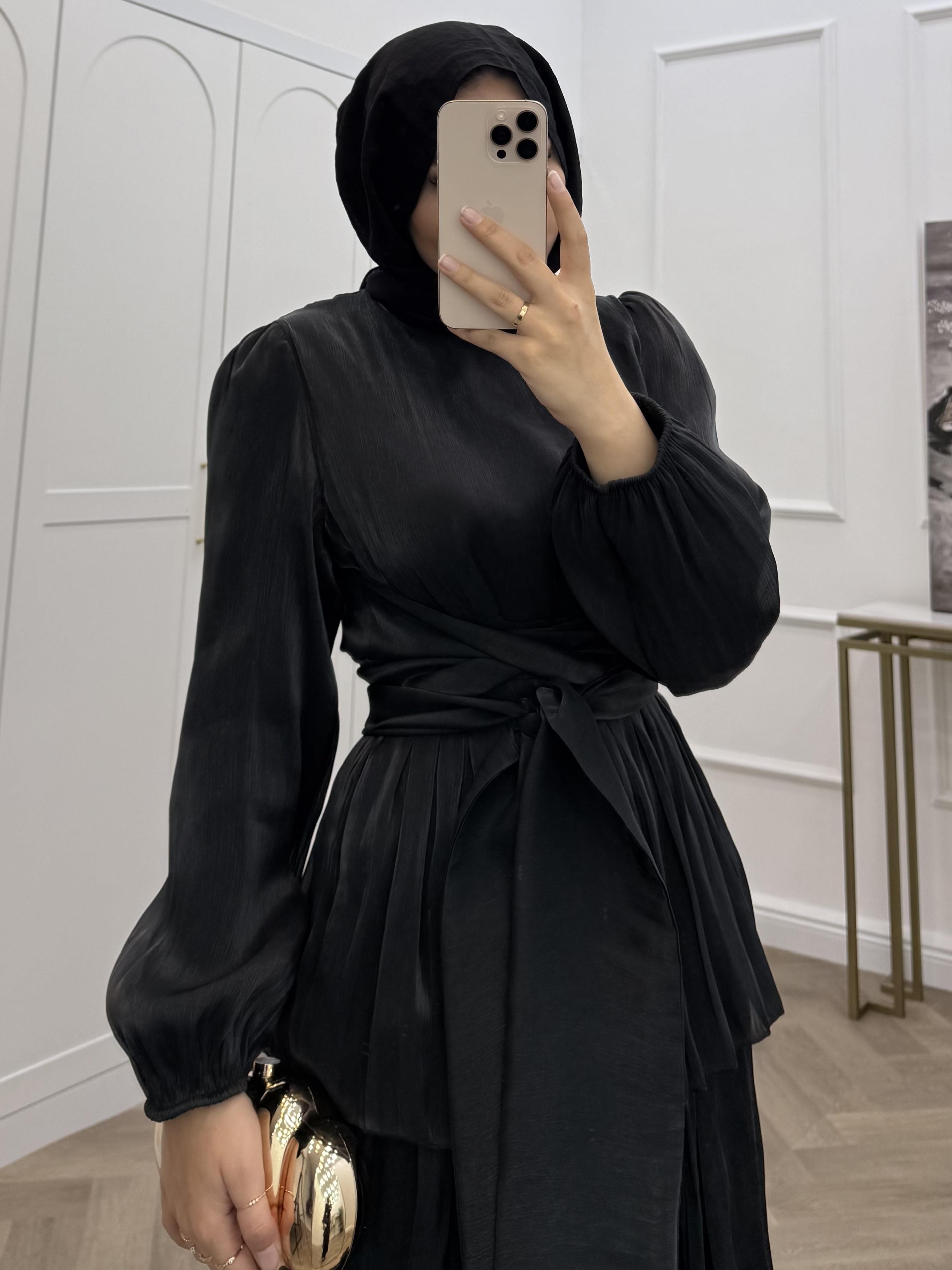 ÇAPRAZ BAĞLAMALI JANJAN ABİYE  SİYAH