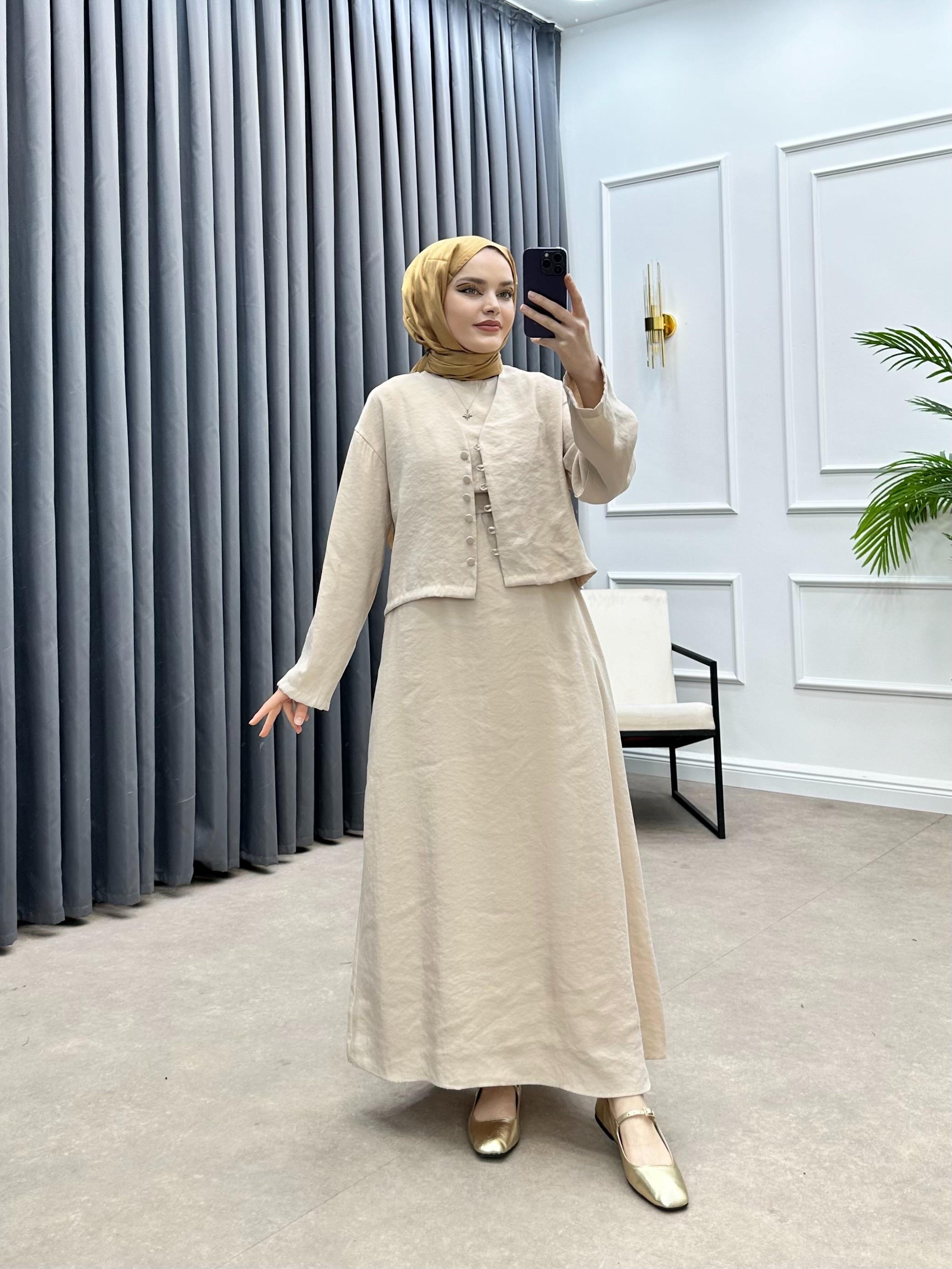 CEKET DETAY İKİLİ ELBİSE TAŞ