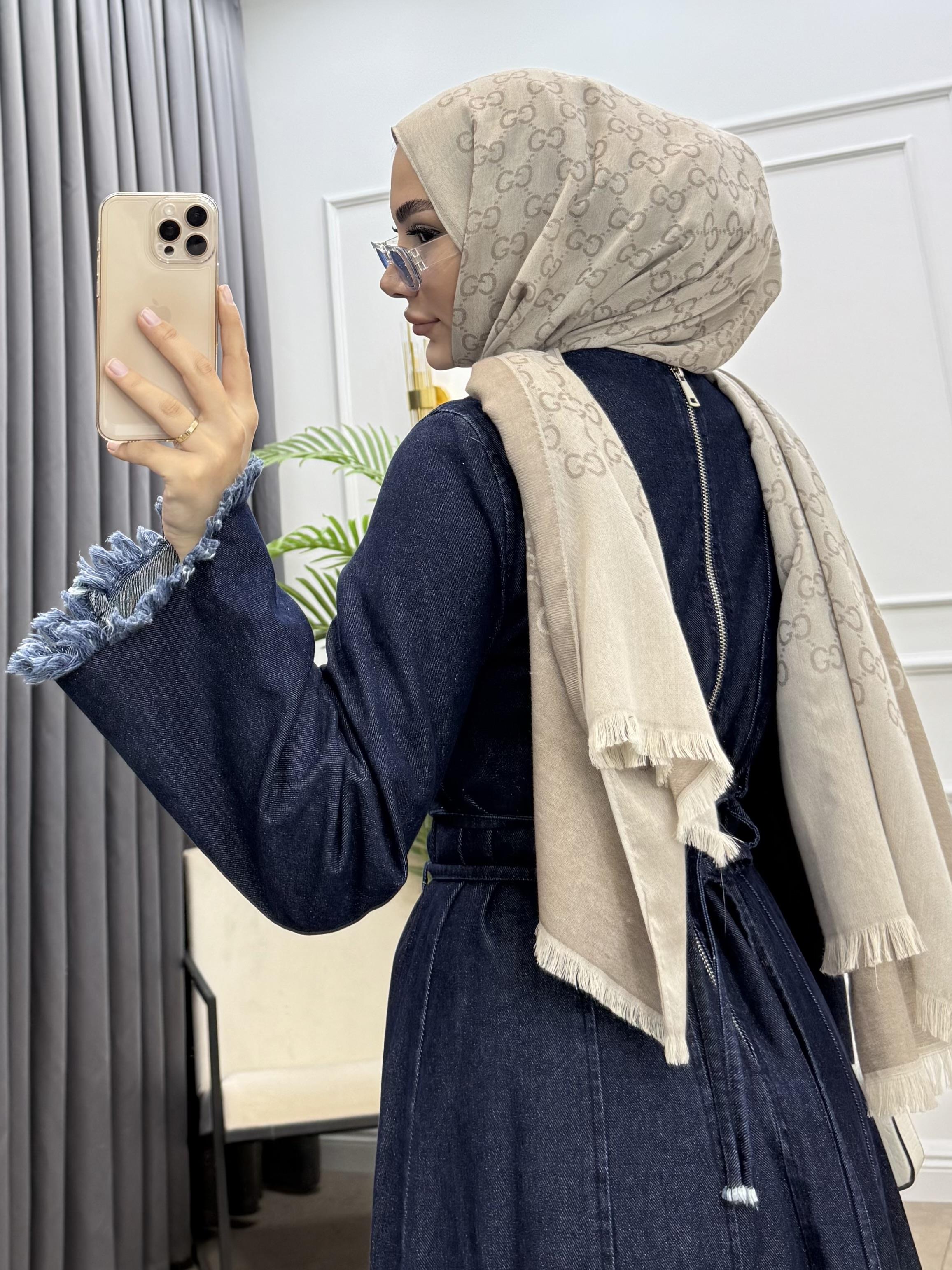 ÇİFT KEMERLİ DENİM ELBİSE LACİVERT