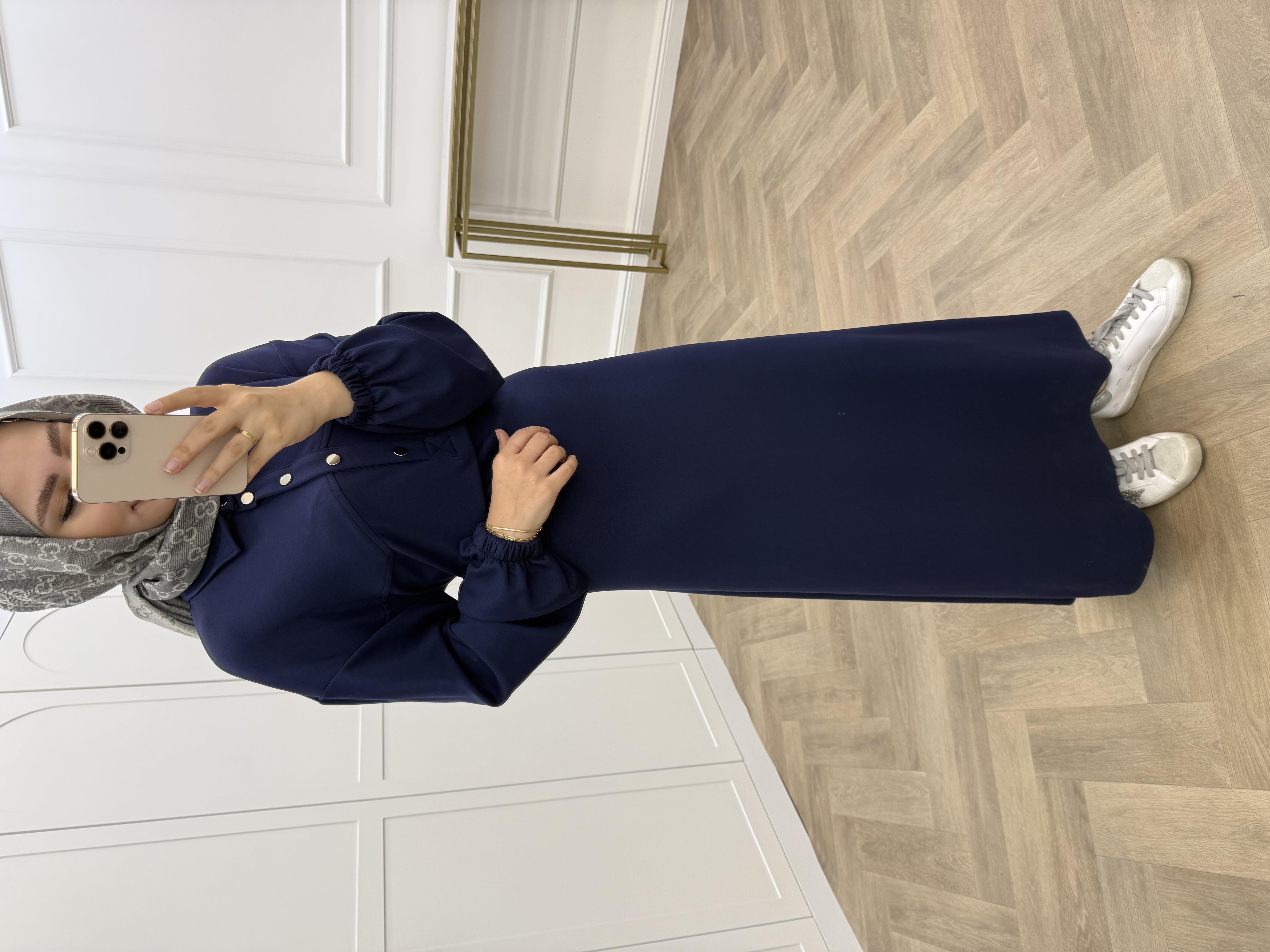 ÇITÇIT DÜĞMELİ OYSHO ELBİSE LACİVERT