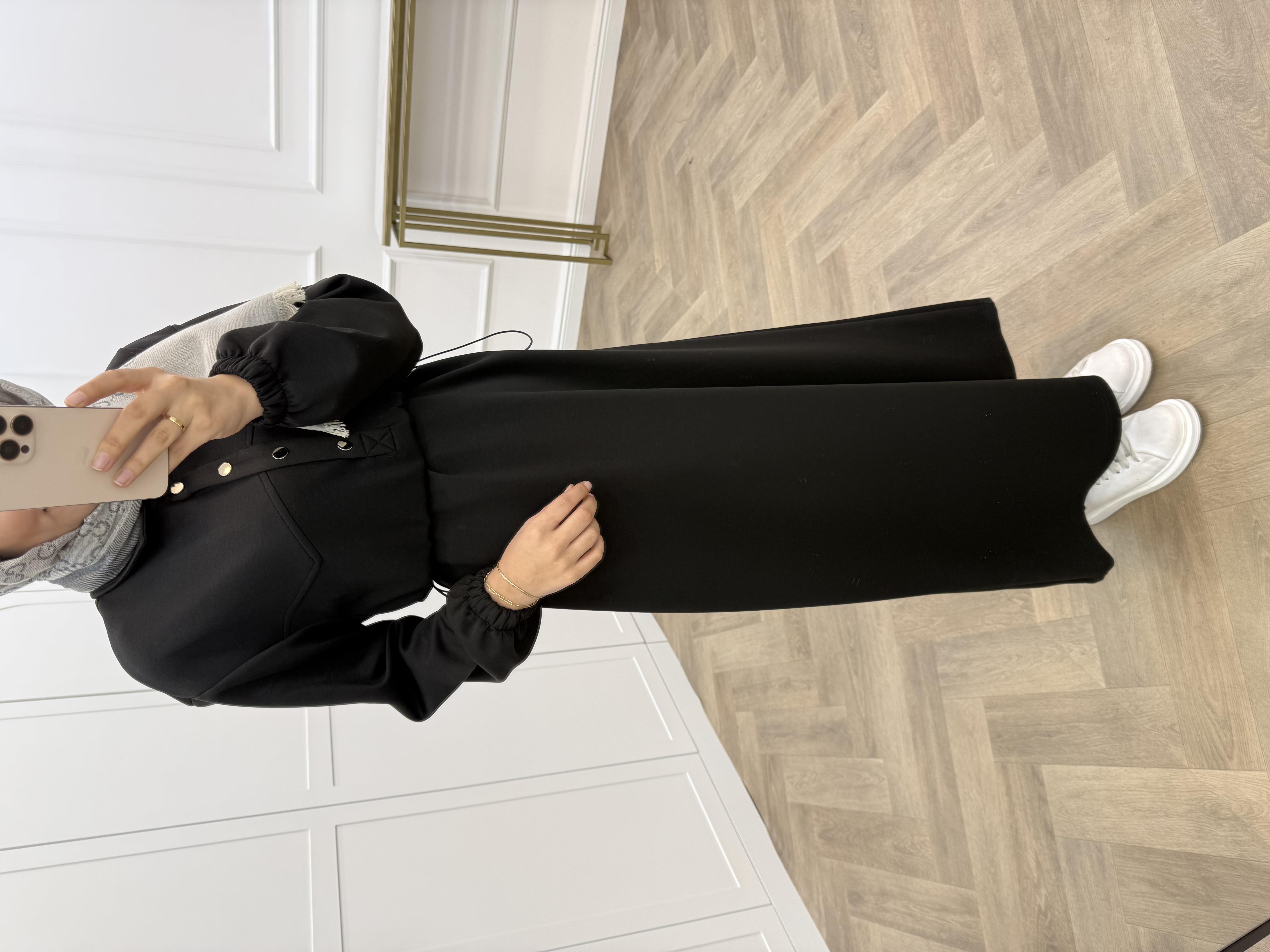 ÇITÇIT DÜĞMELİ OYSHO ELBİSE SİYAH