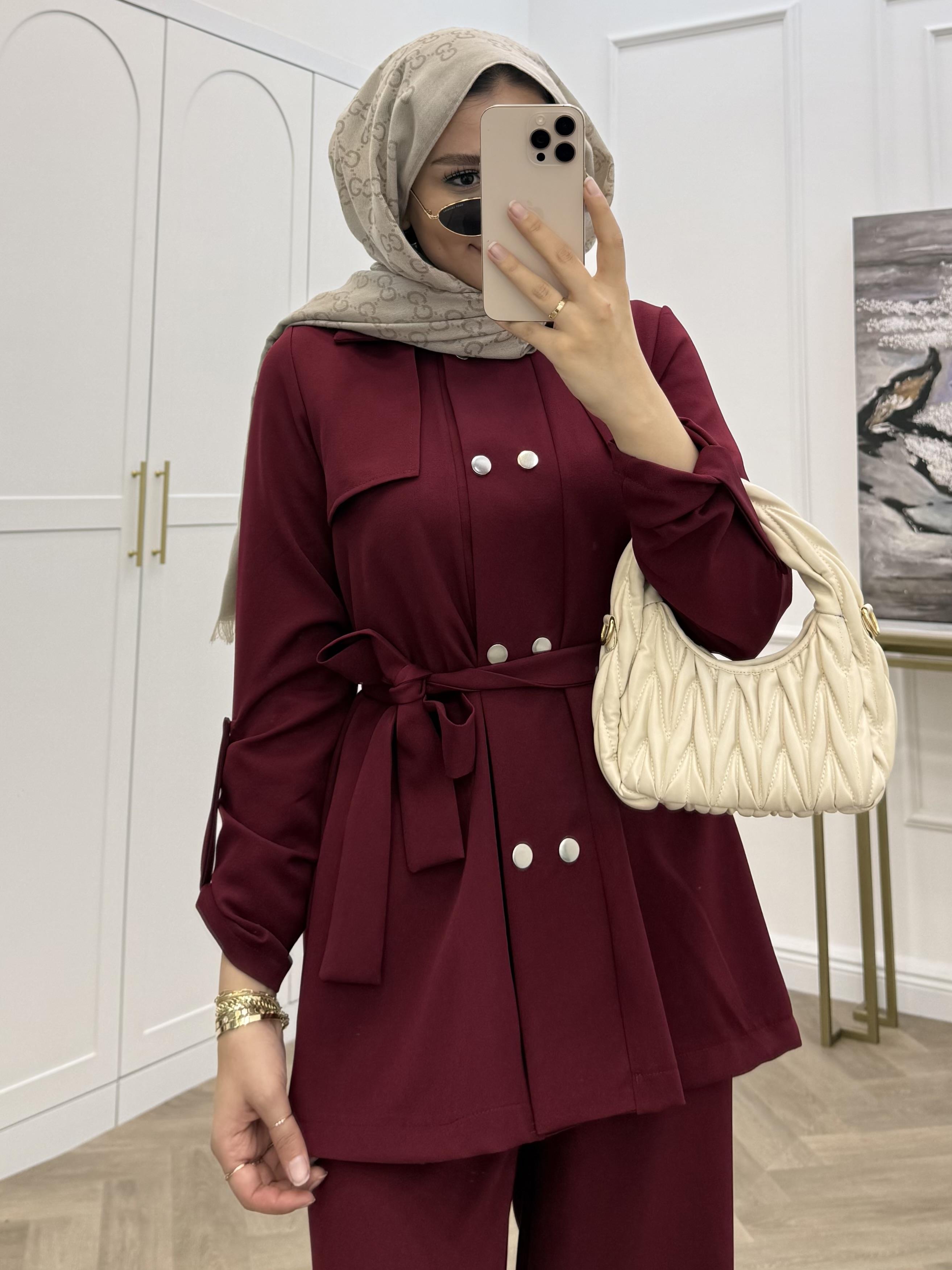 ÇITÇITLI PANTOLONLU TAKIM BORDO