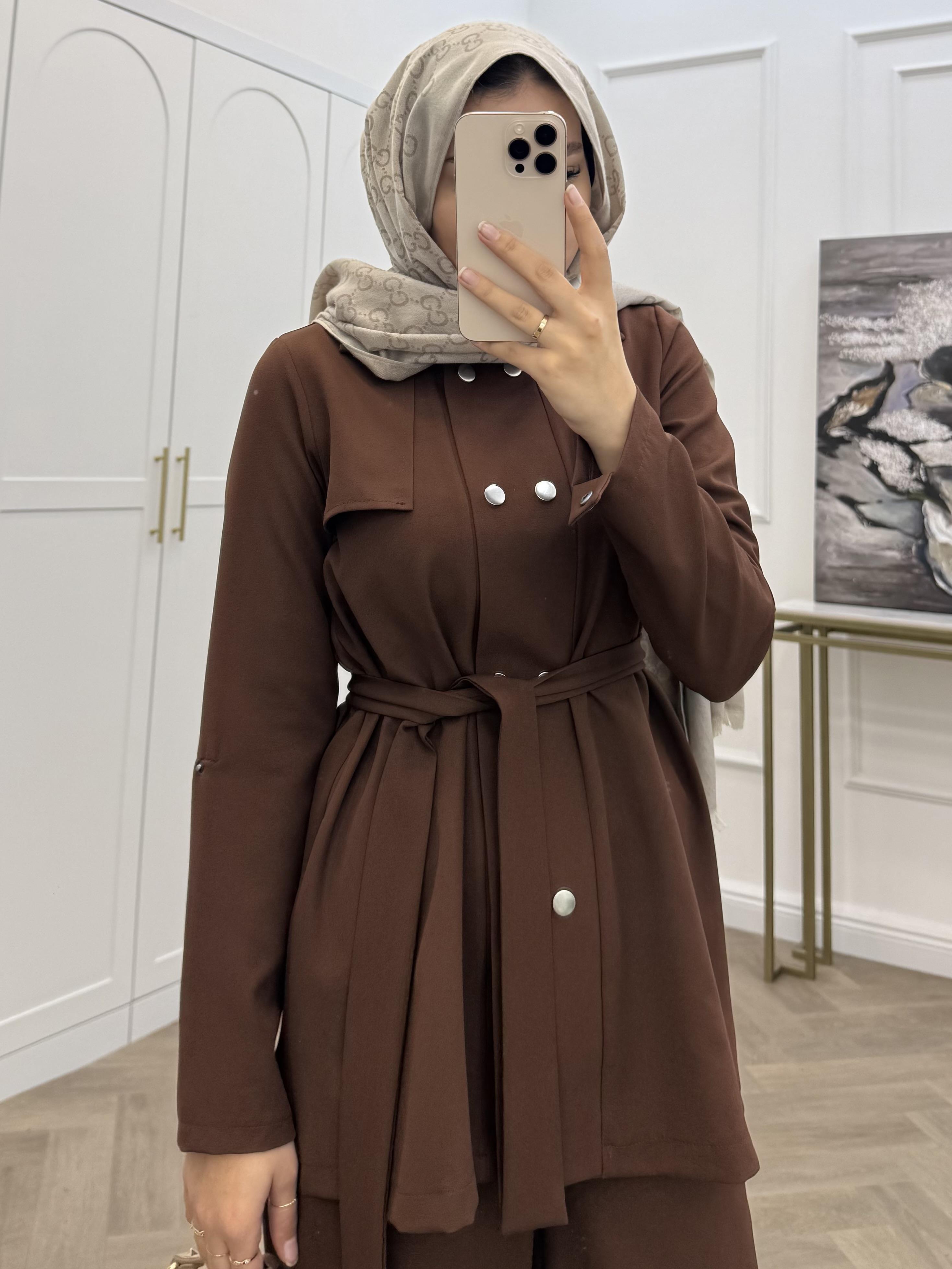 ÇITÇITLI PANTOLONLU TAKIM KAHVE 