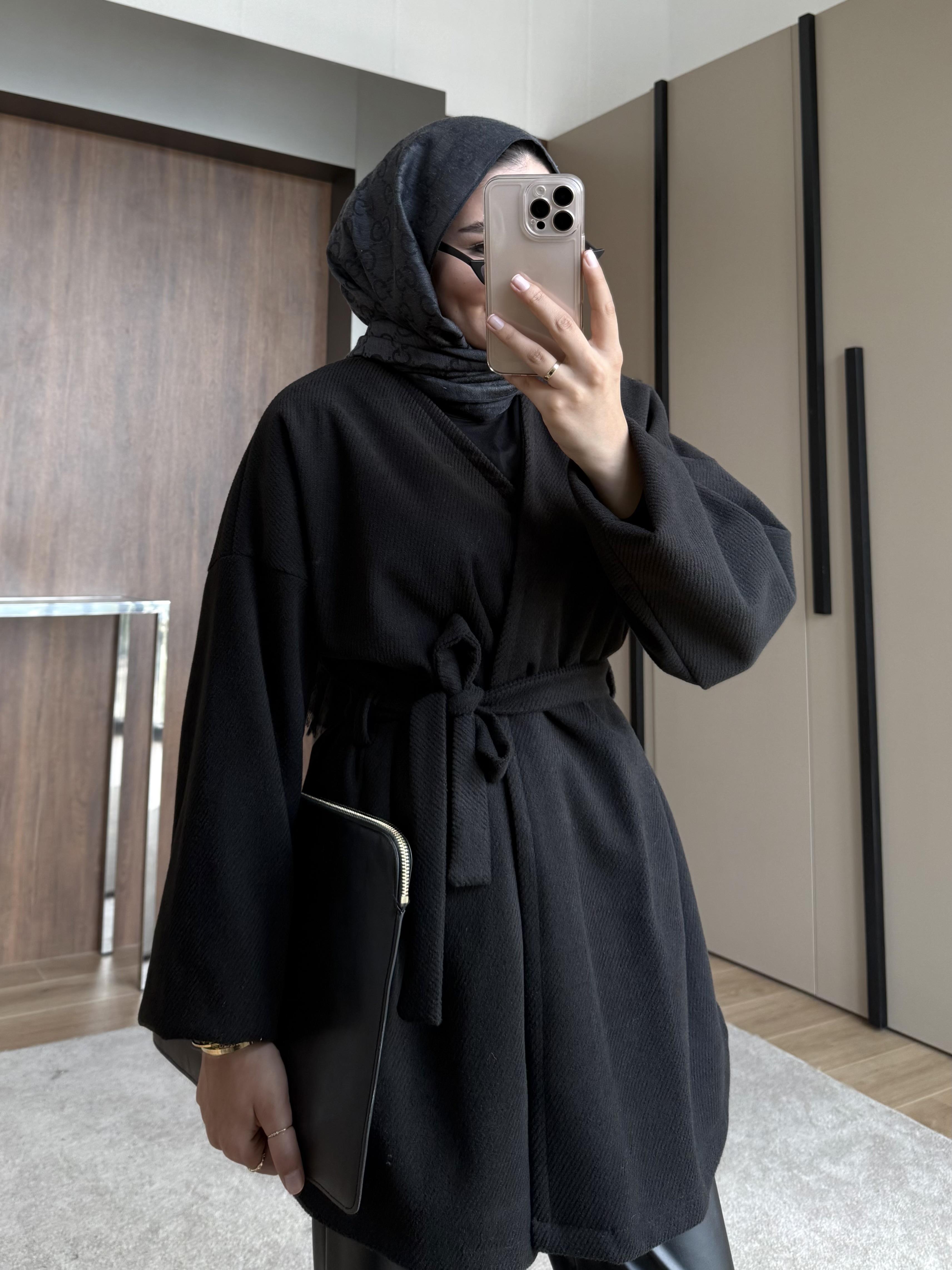 ÇİZGİLİ KAŞE CEKET SİYAH