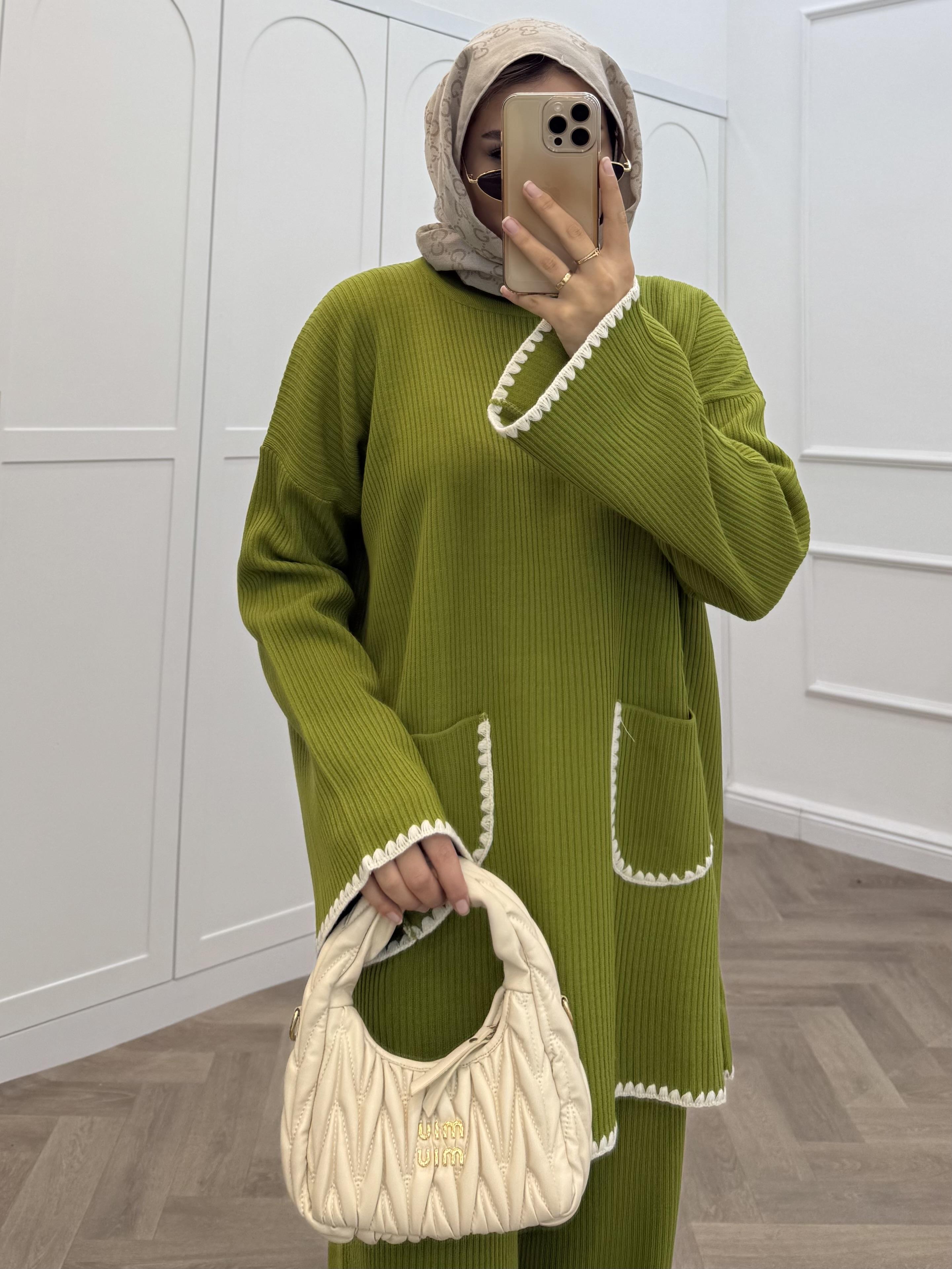 ÇOBAN DİKİŞLİ TRİKO TAKIM YAĞ YEŞİLİ