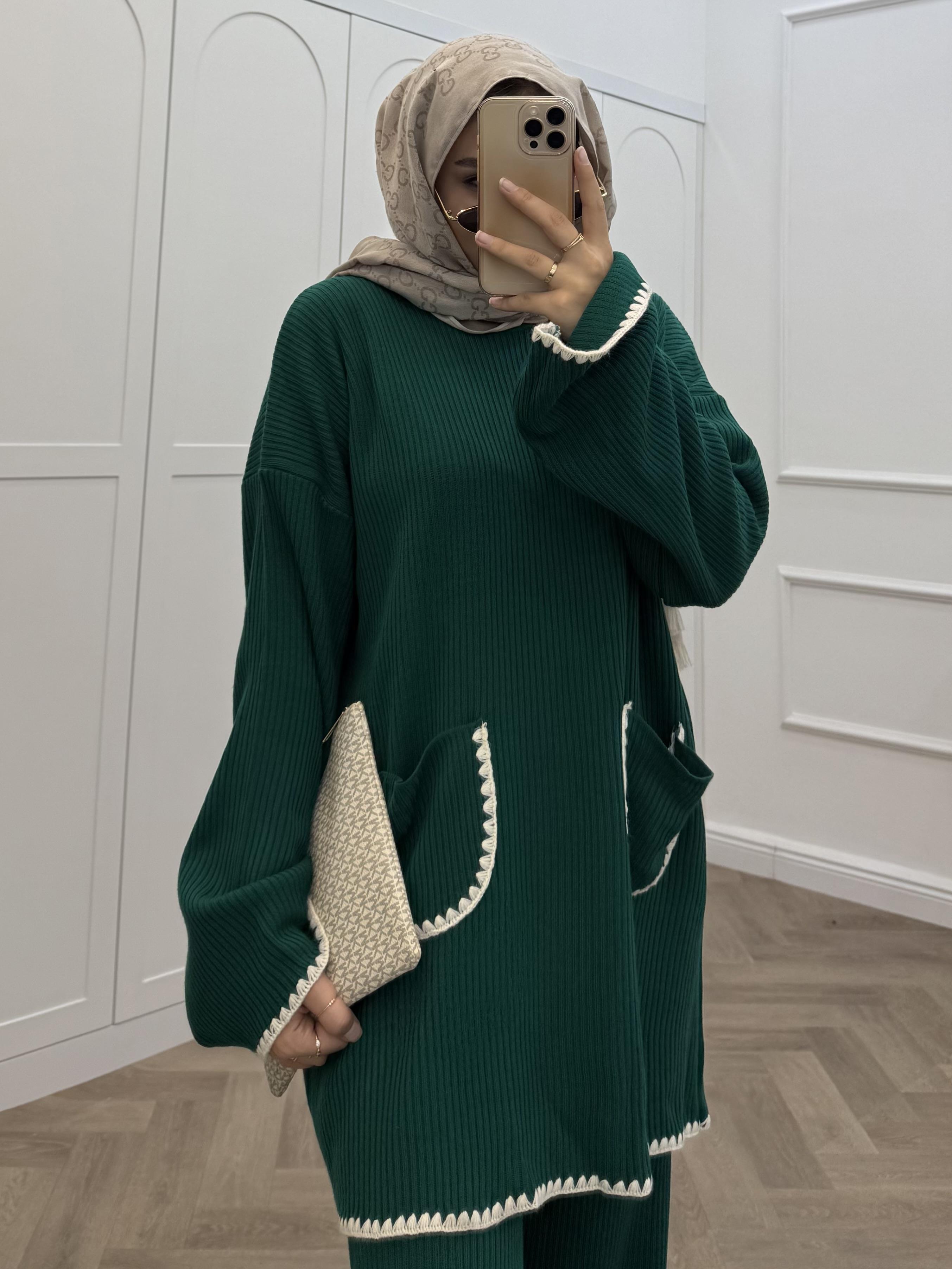 ÇOBAN DİKİŞLİ TRİKO TAKIM ZÜMRÜT