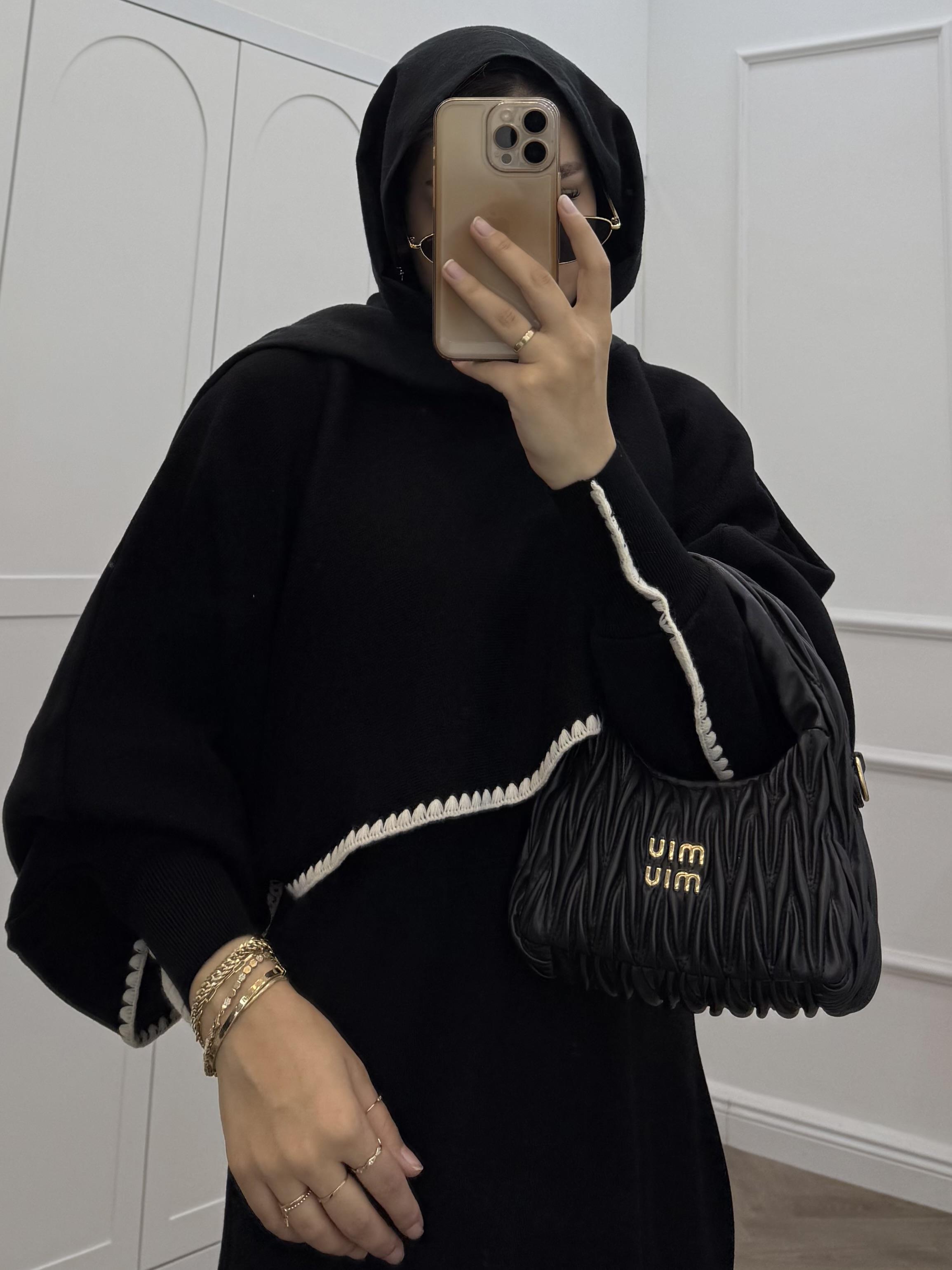 CROP DETAYLI TRİKO ELBİSE SİYAH