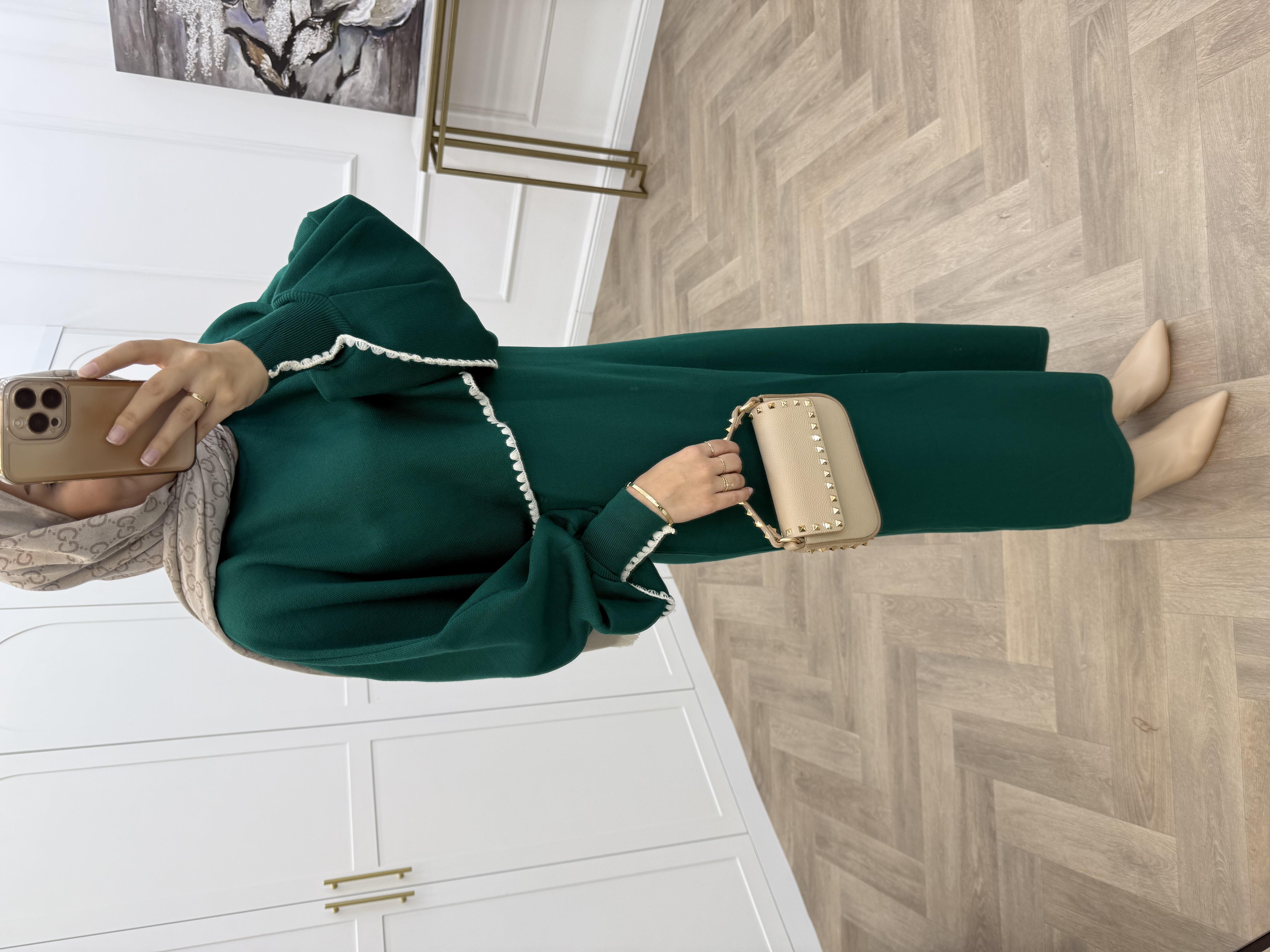 CROP DETAYLI TRİKO ELBİSE BORDO