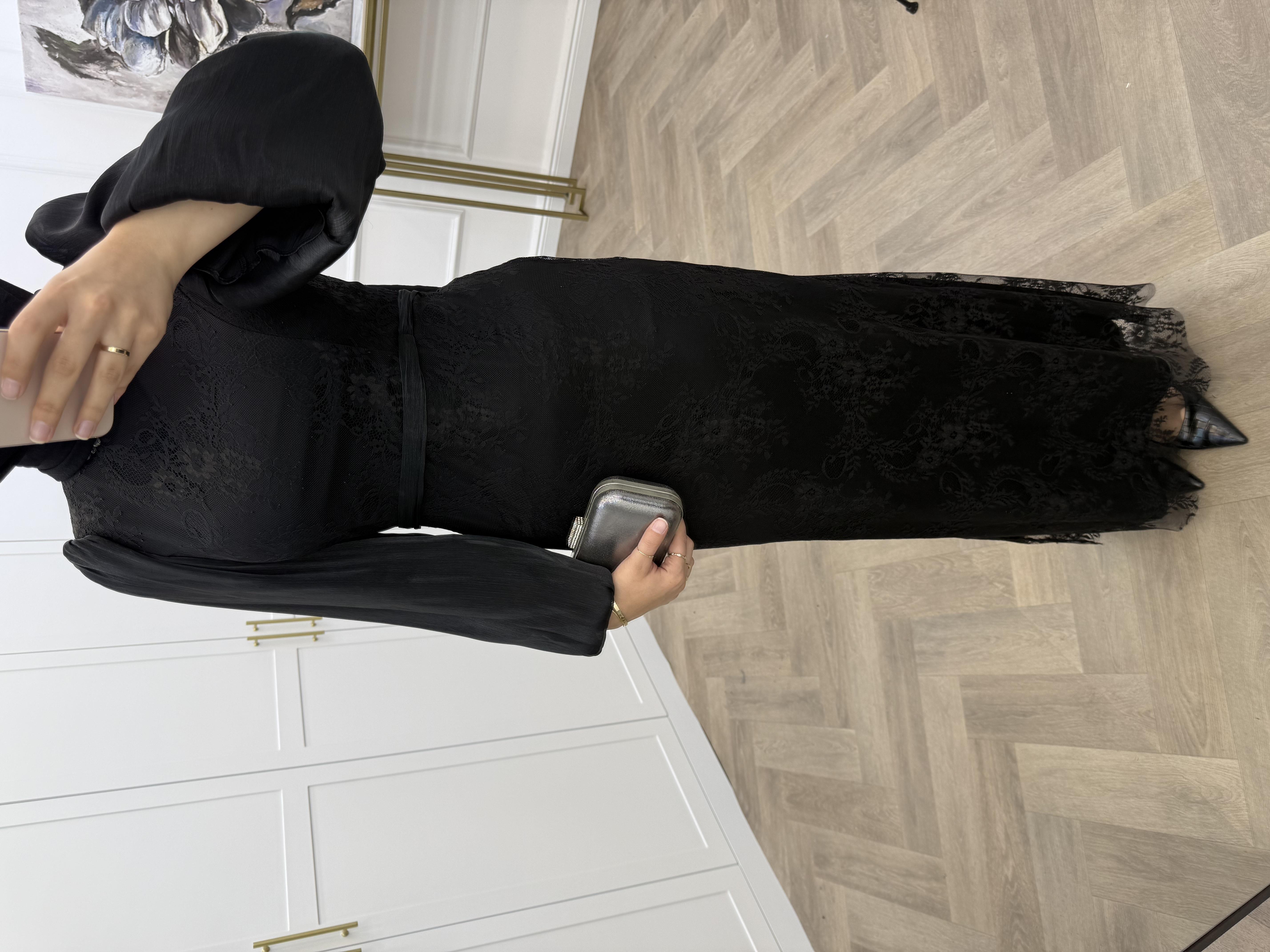 DANTEL ELBİSE SİYAH