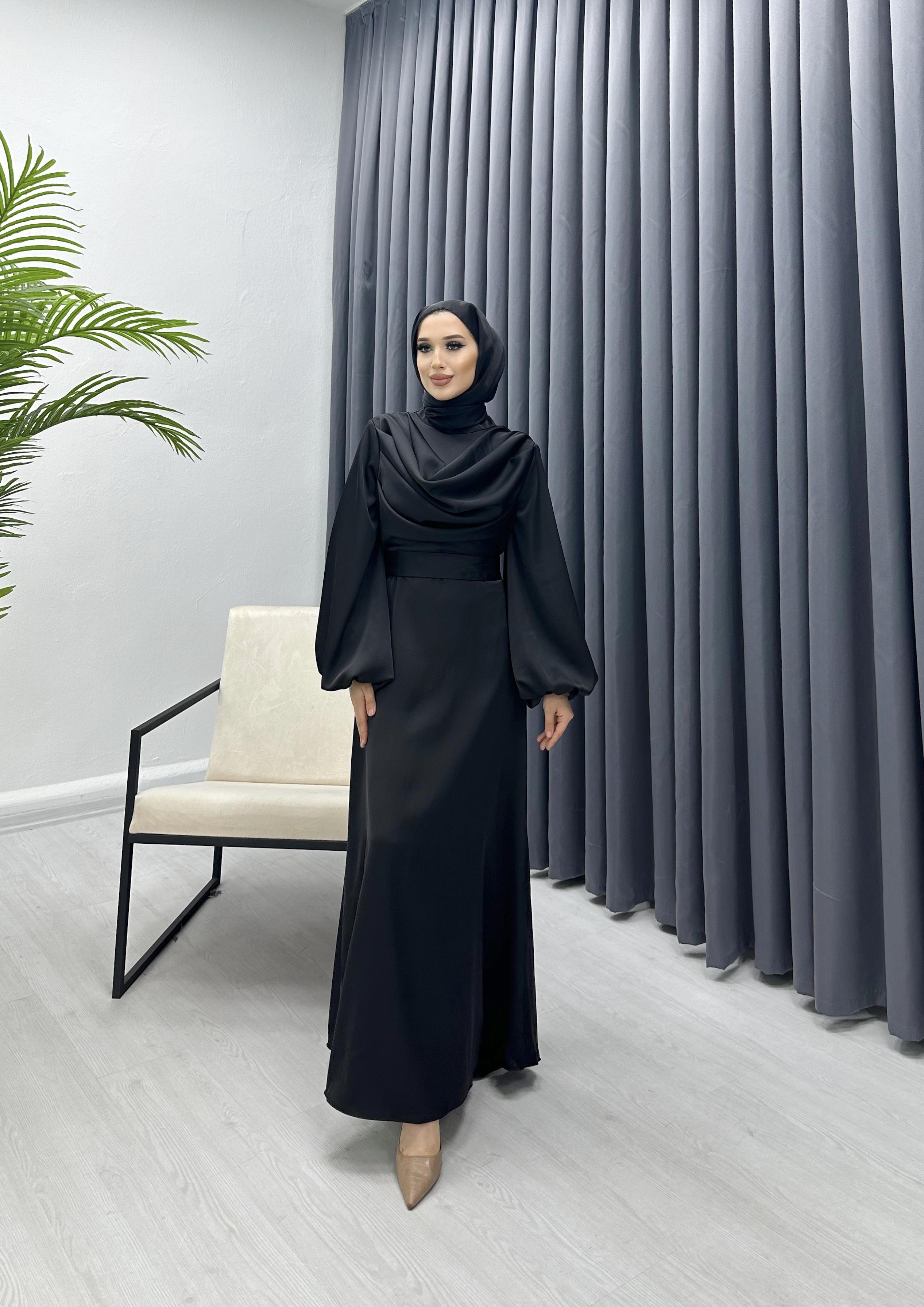 DEGAJELİ VOLVO ELBİSE SİYAH