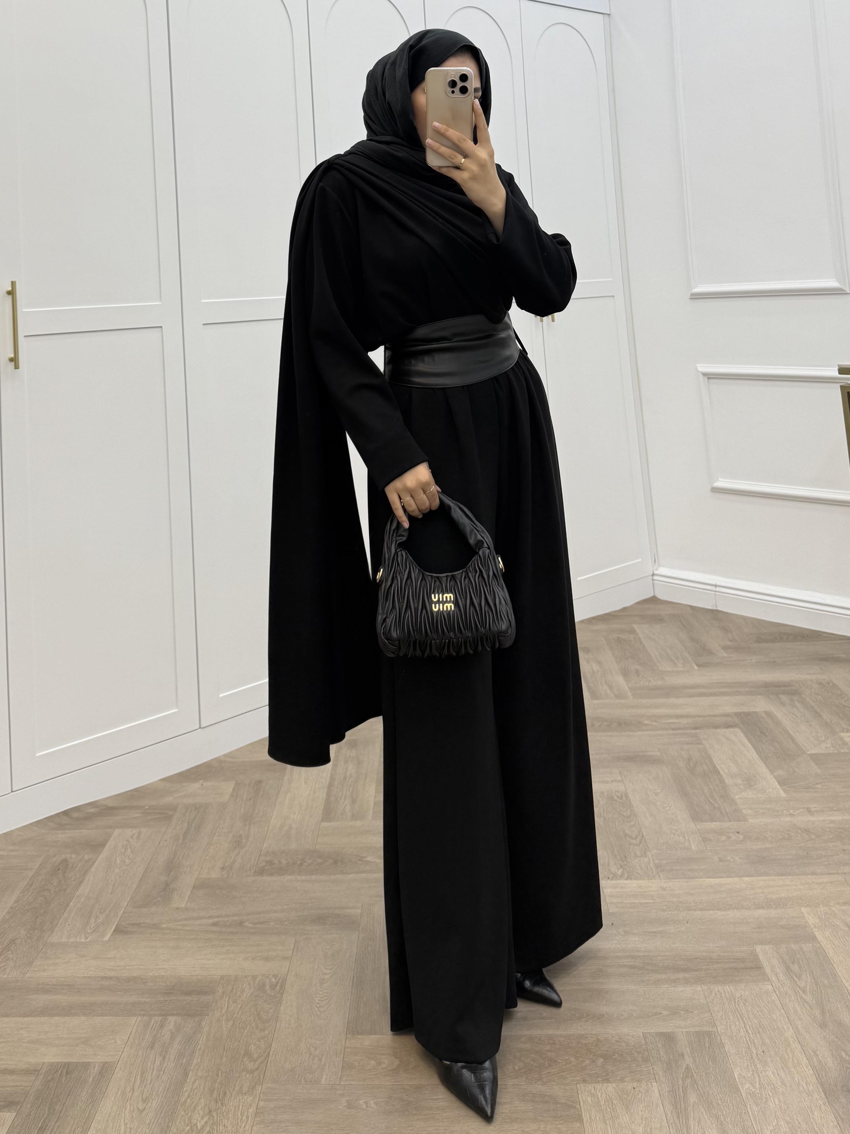 DERİ KEMERLİ PANTOLONLU TAKIM SİYAH