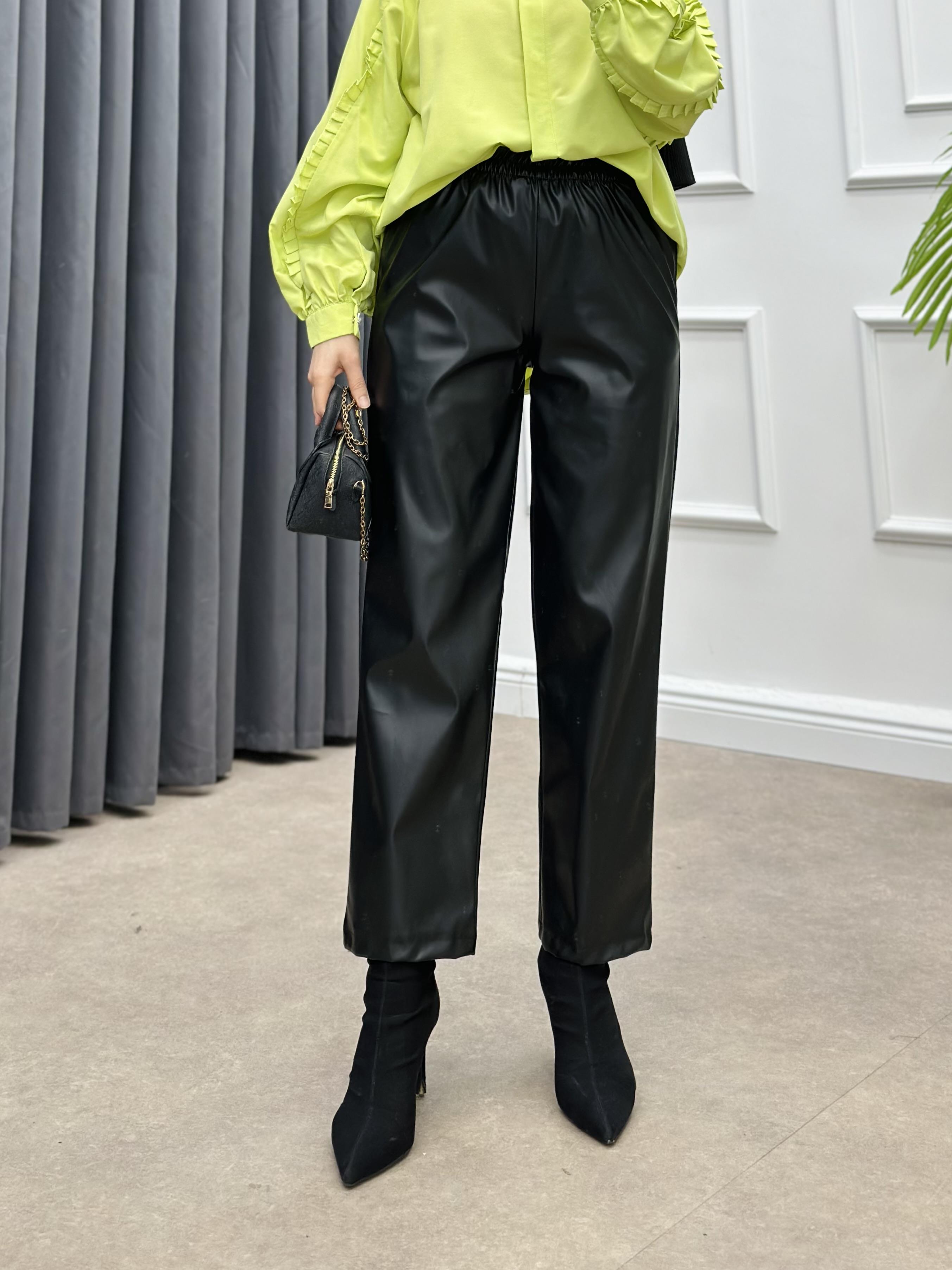 DERİ PANTOLON SİYAH