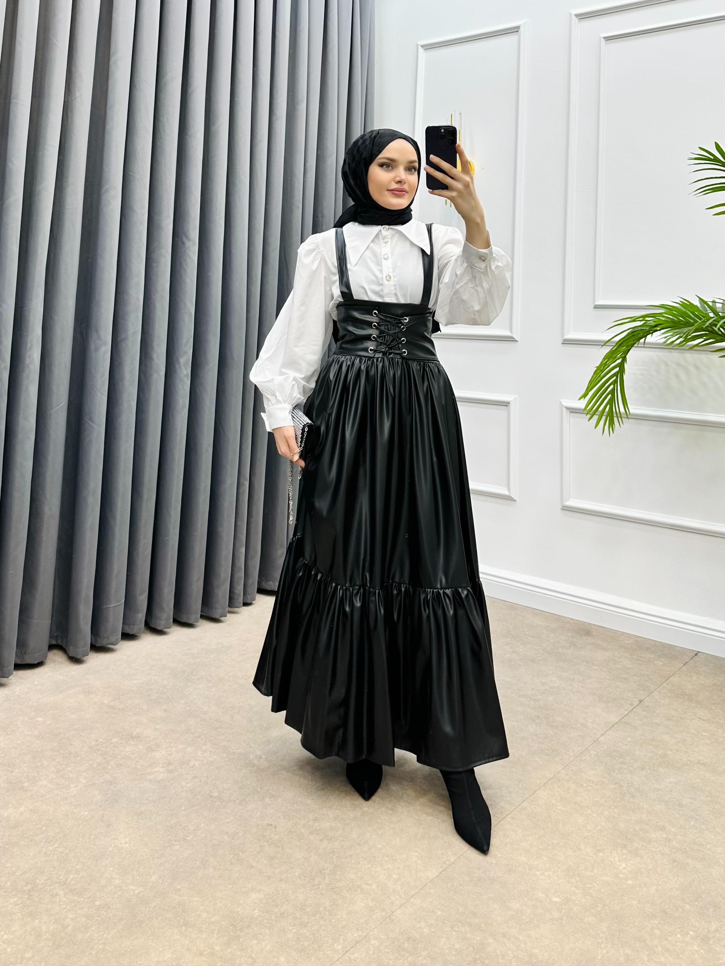 DERİ SALOPET SİYAH