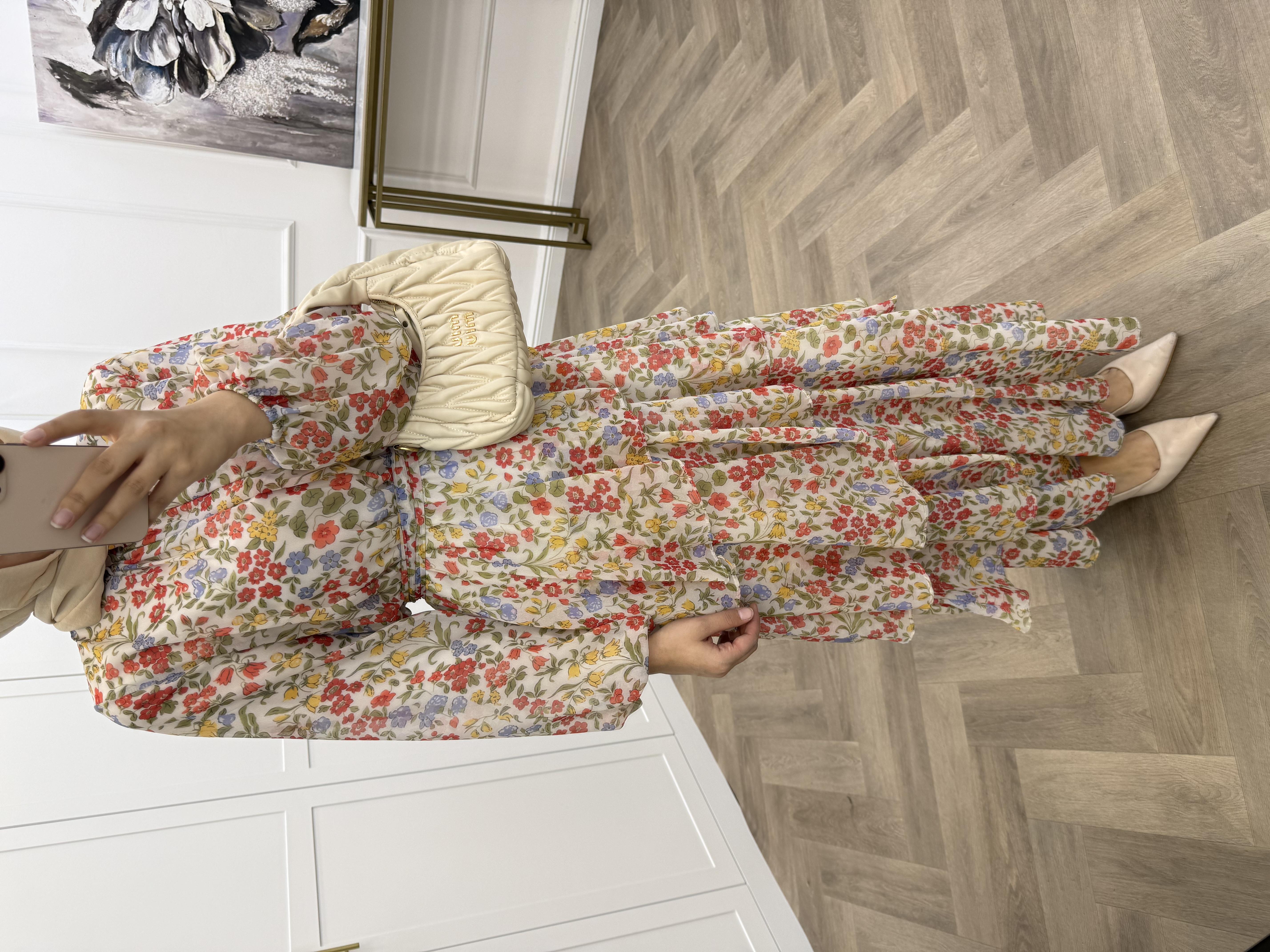 DESENLİ KATLI ŞİFON KIRMIZI