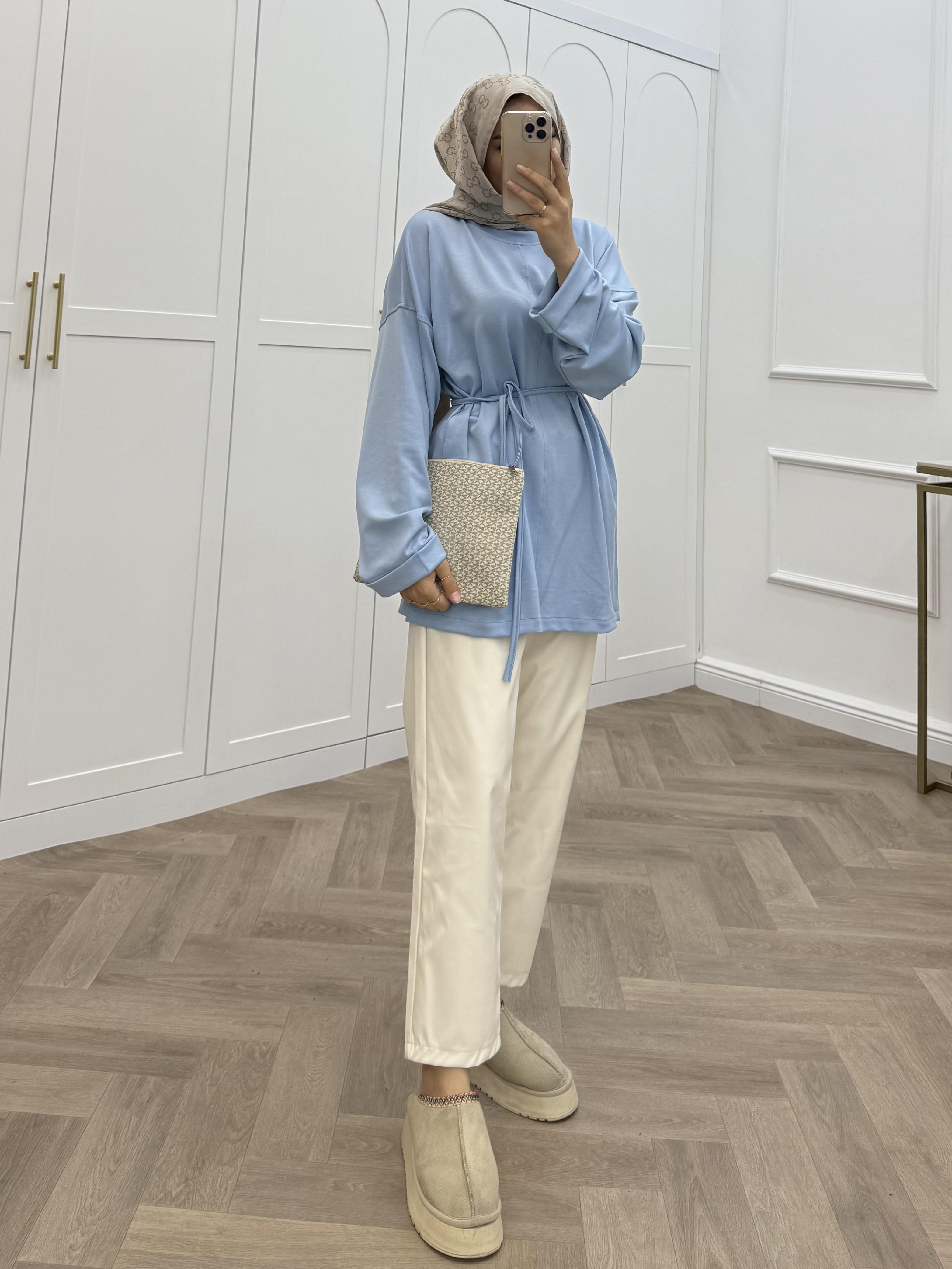 DUBLE KOL TUNİK BEBE MAVİSİ