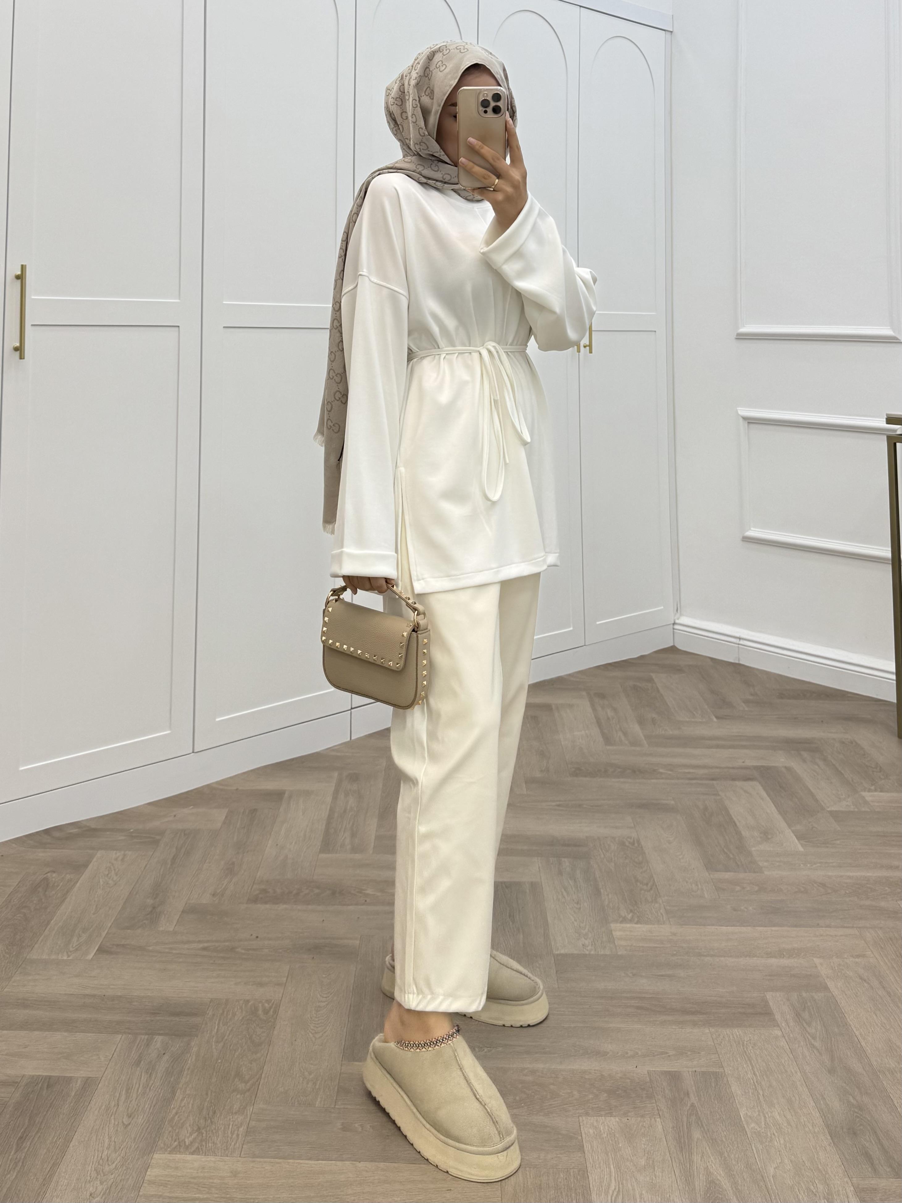 DUBLE KOL TUNİK BEYAZ