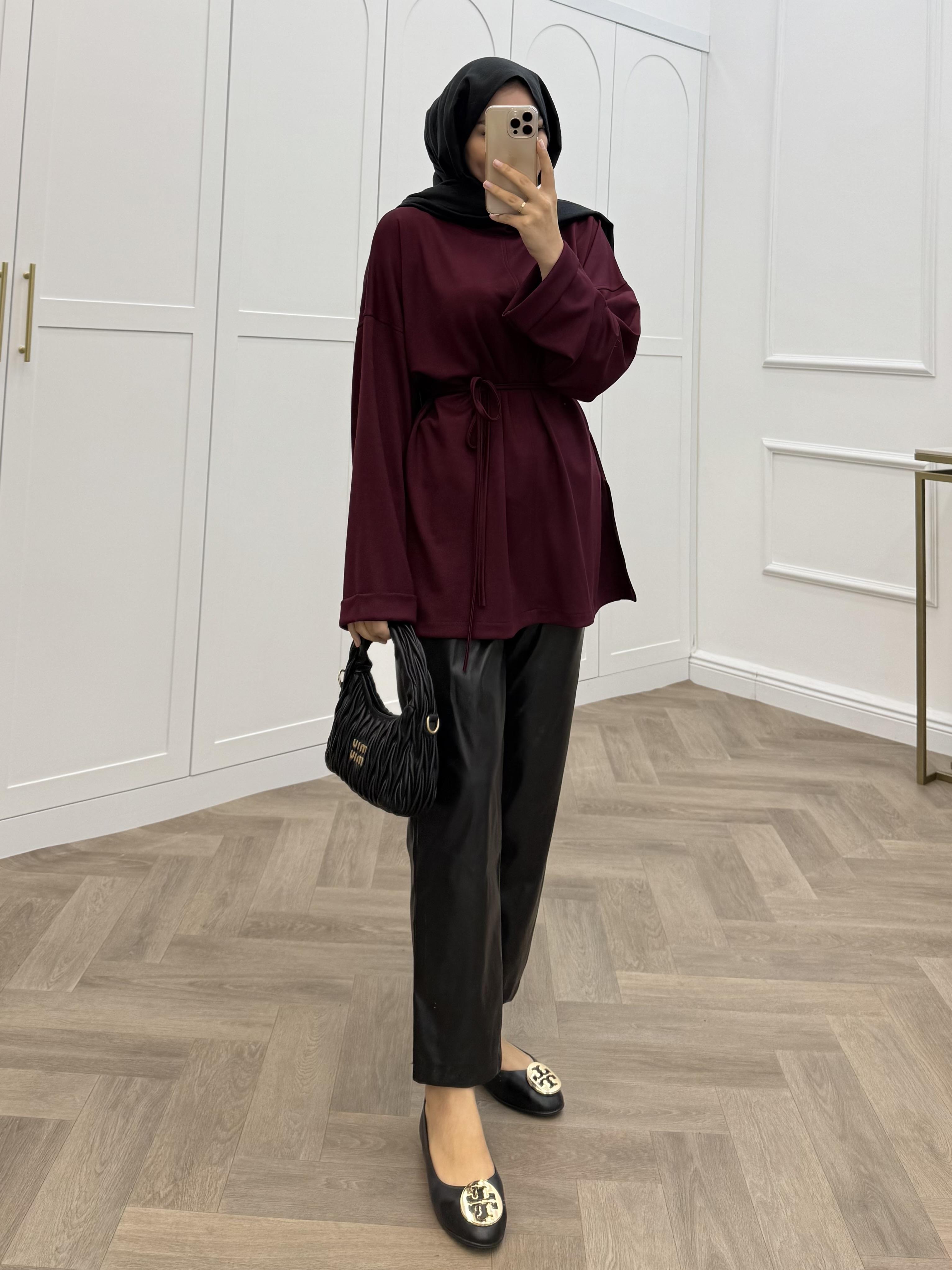 DUBLE KOL TUNİK BORDO