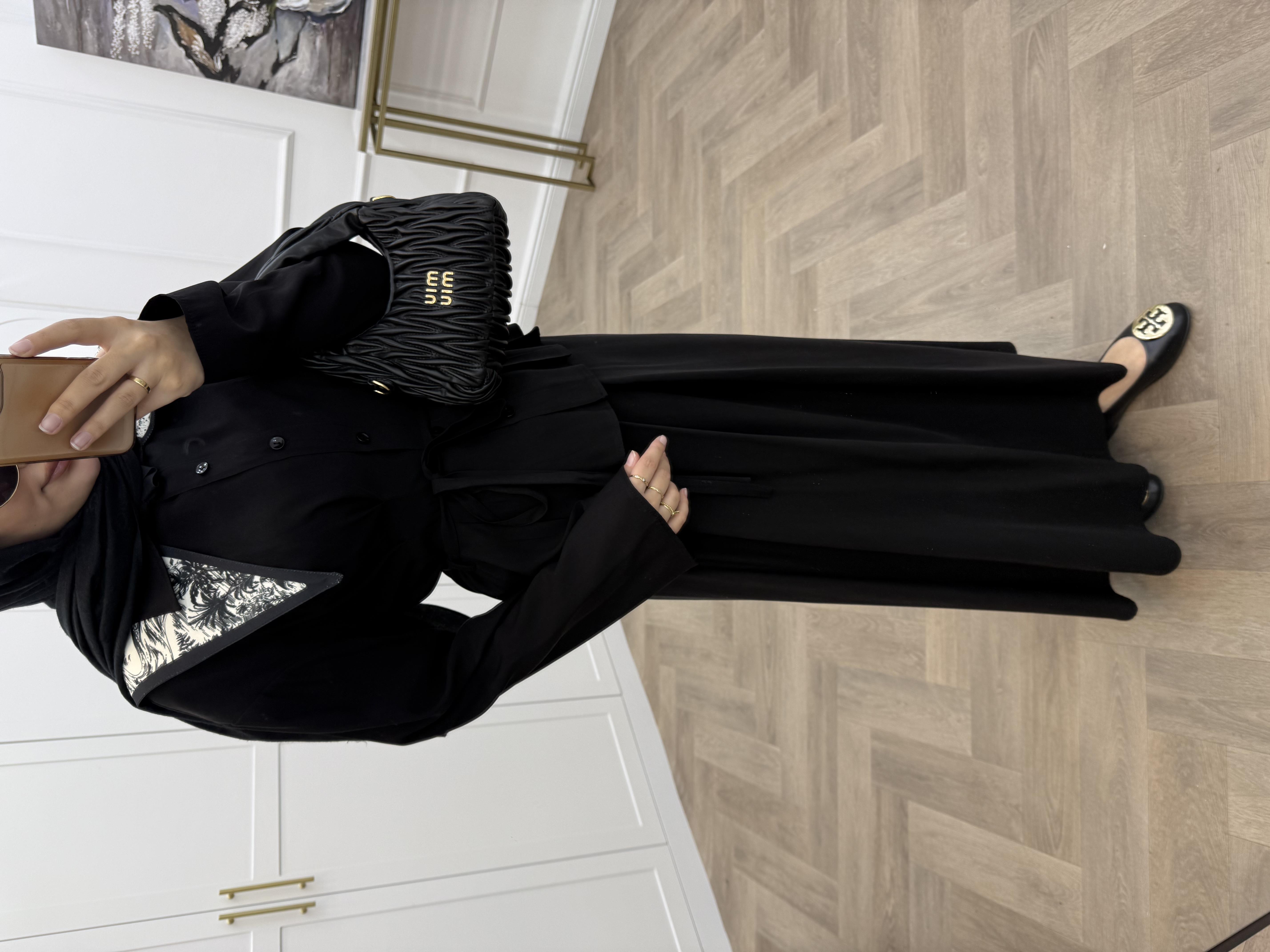 DÜĞMELİ BASİC MODAL ETEKLİ TAKIM SİYAH