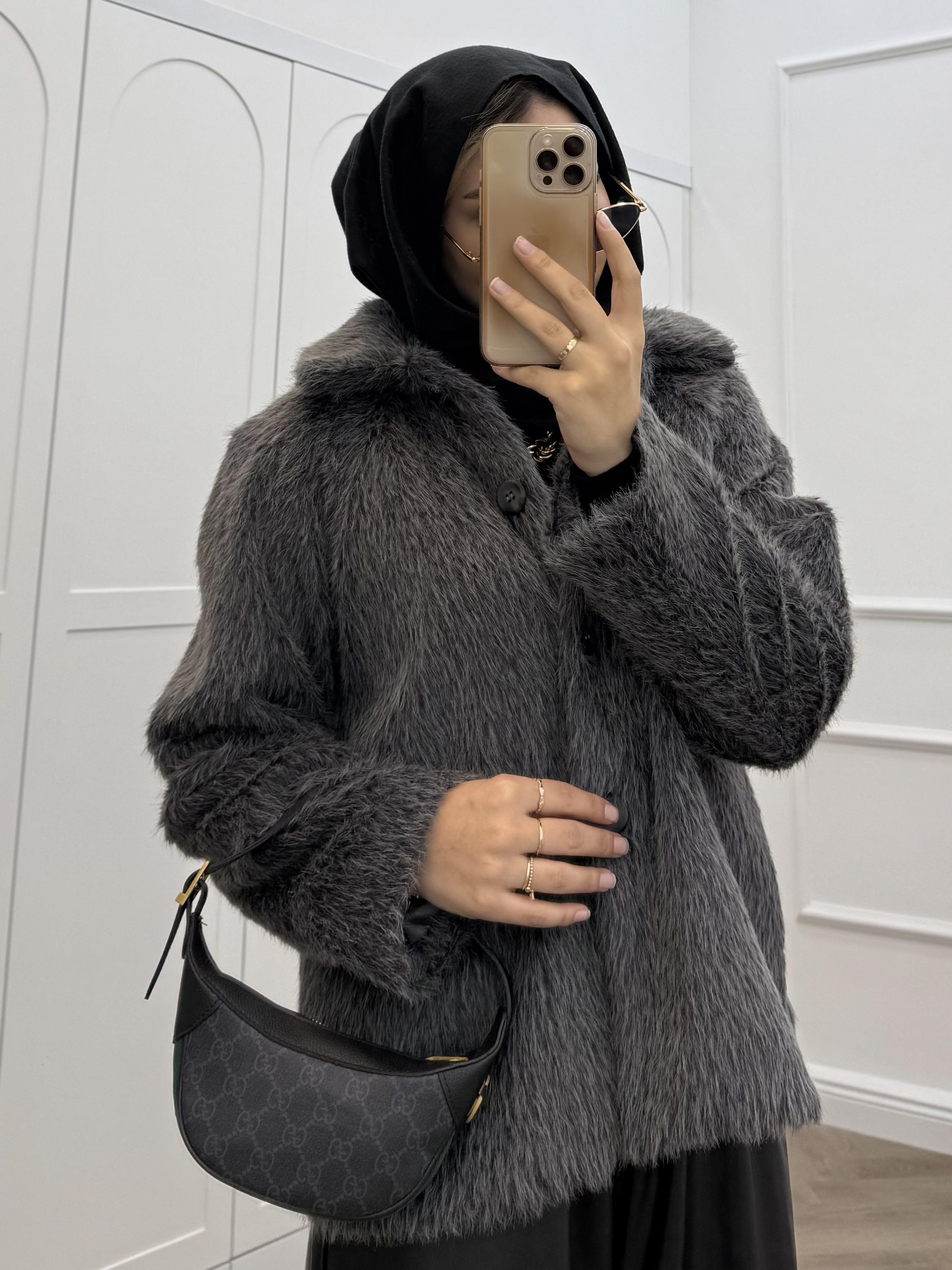 DÜĞMELİ KÜRK ANTRASİT