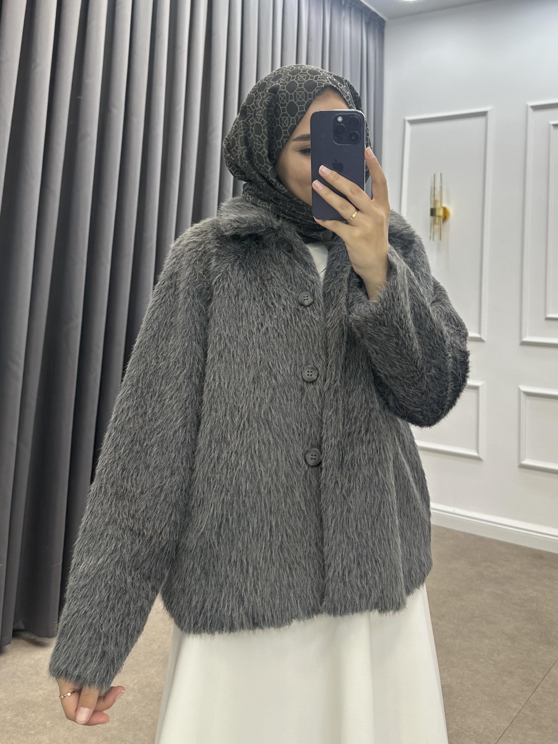 DÜĞMELİ KÜRK ANTRASİT