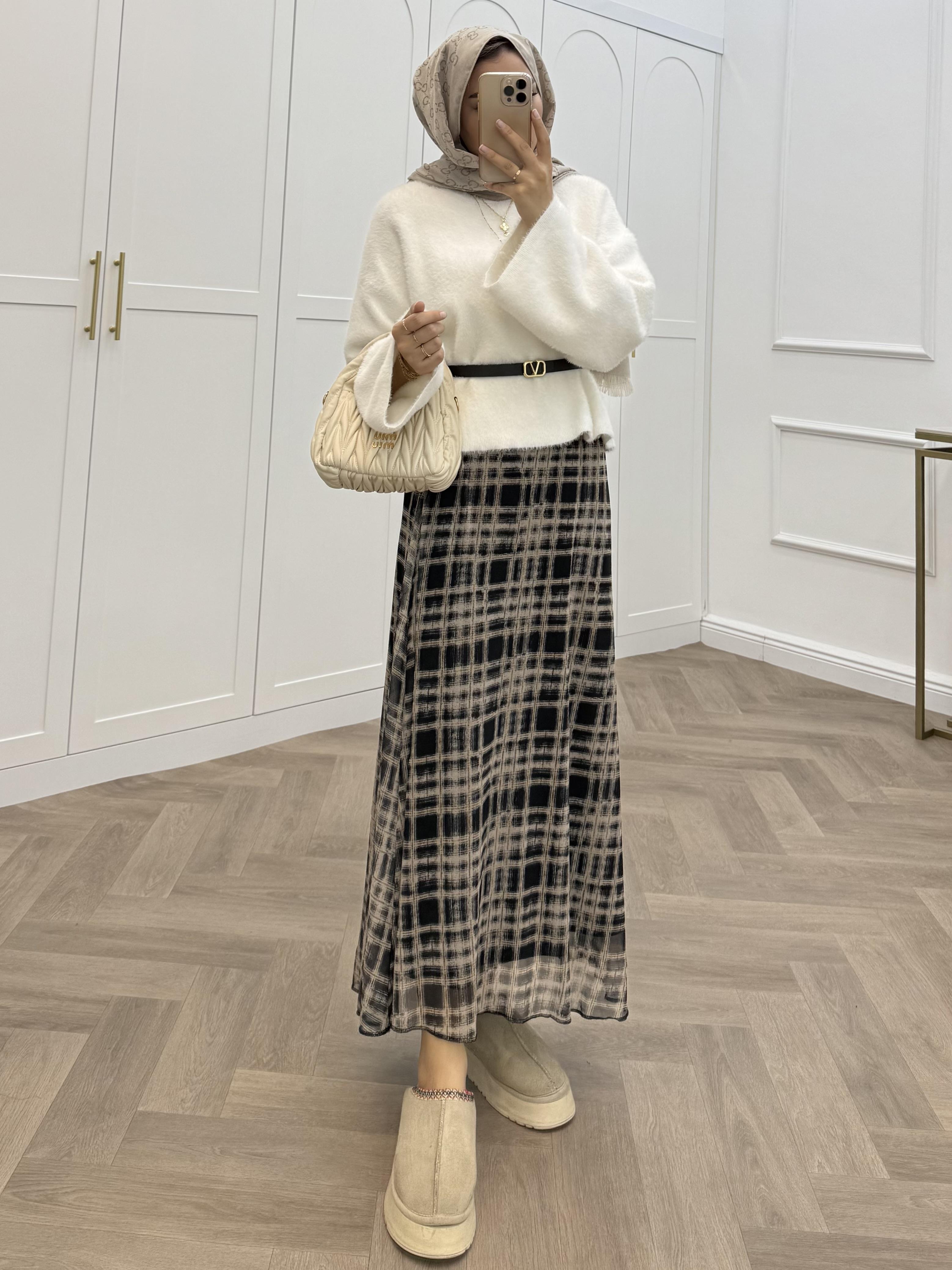 EKOSE ŞİFON ETEK BEJ