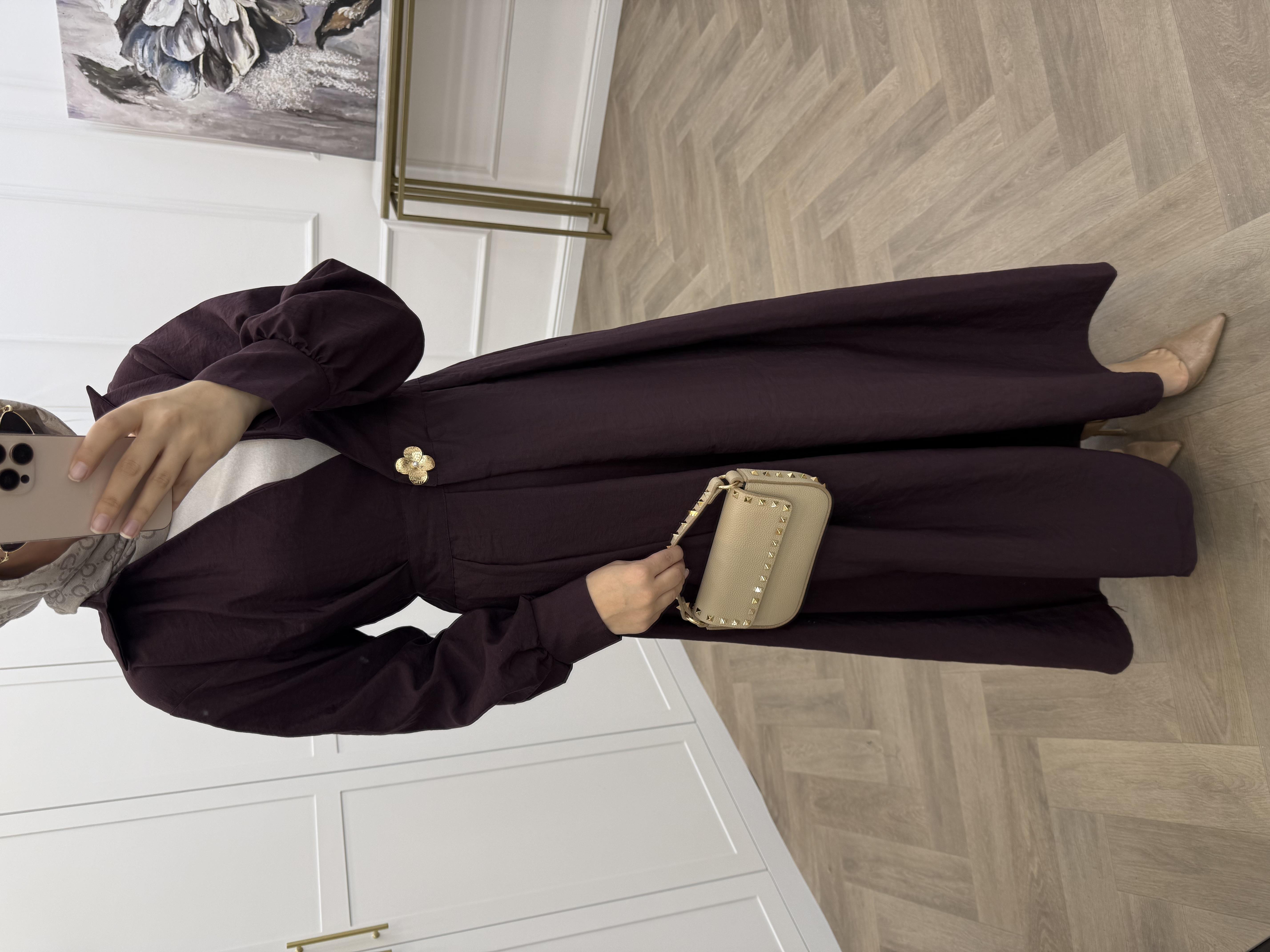 ERVA KRUVAZE YAKA ELBİSE MÜRDÜM