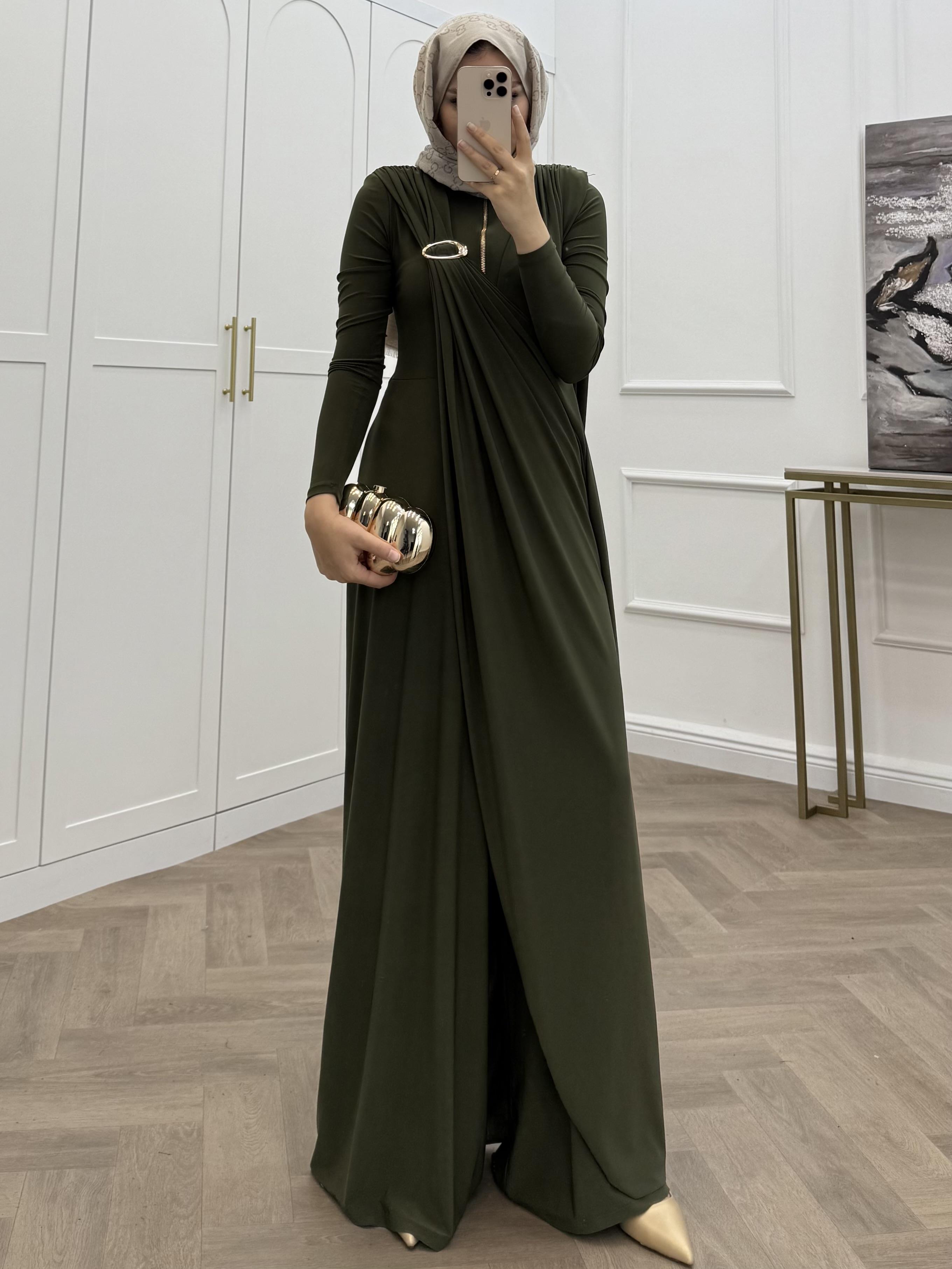 FERMUARLI SANDY ELBİSE HAKİ