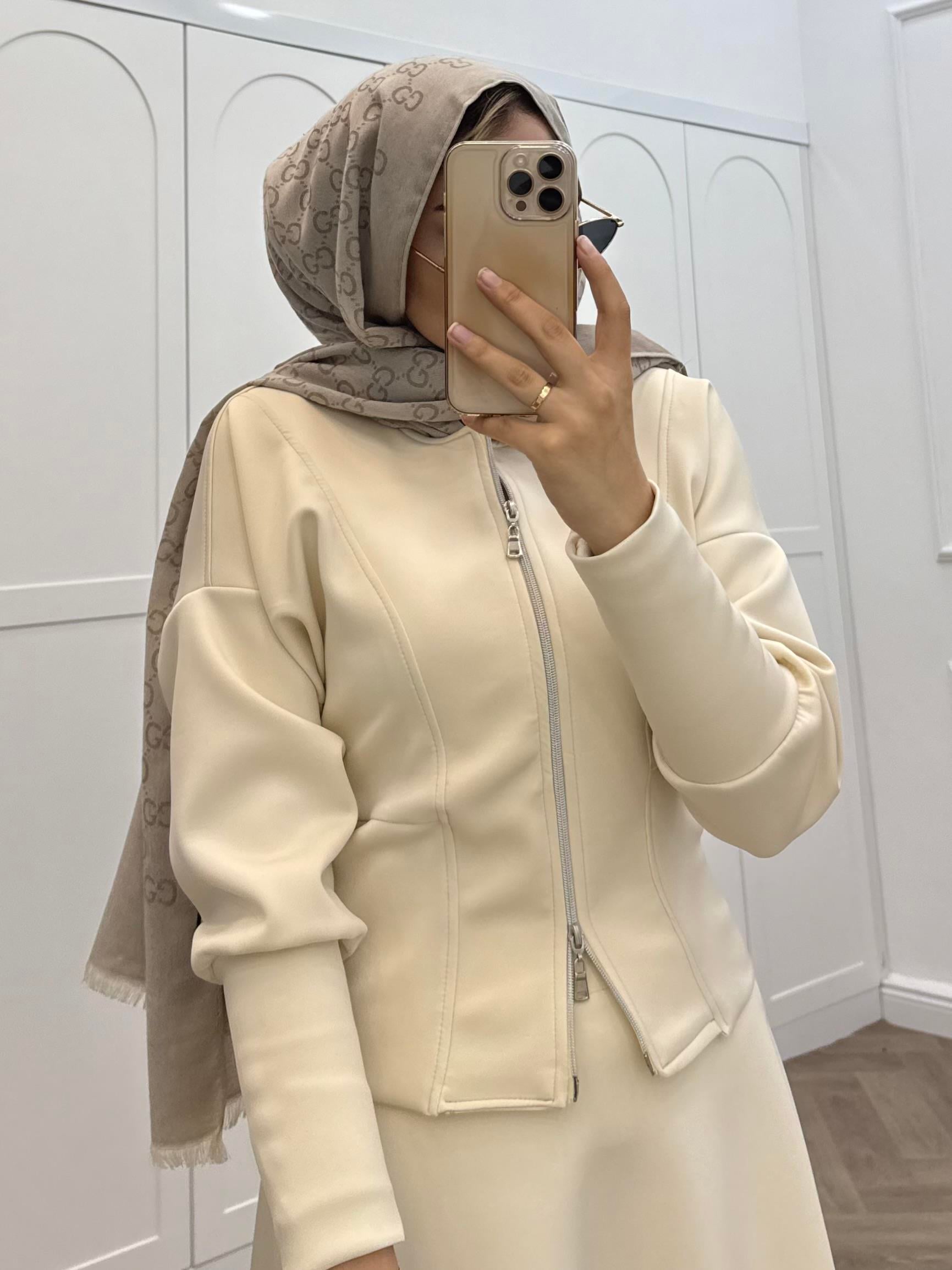 FERMUARLI SCUBA ETEKLİ TAKIM KREM