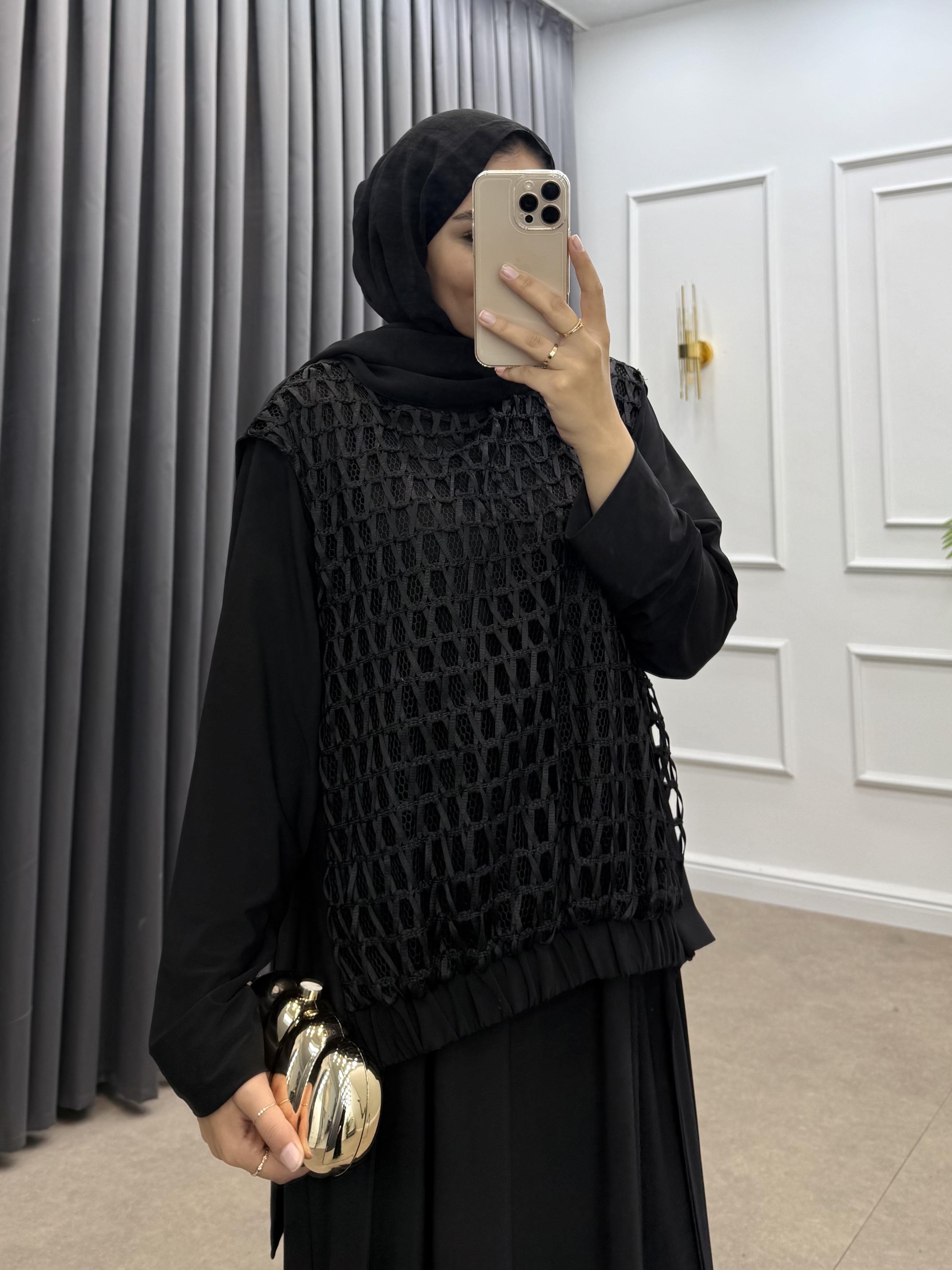 FİLE DETAYLI TAKIM ELBİSE SİYAH