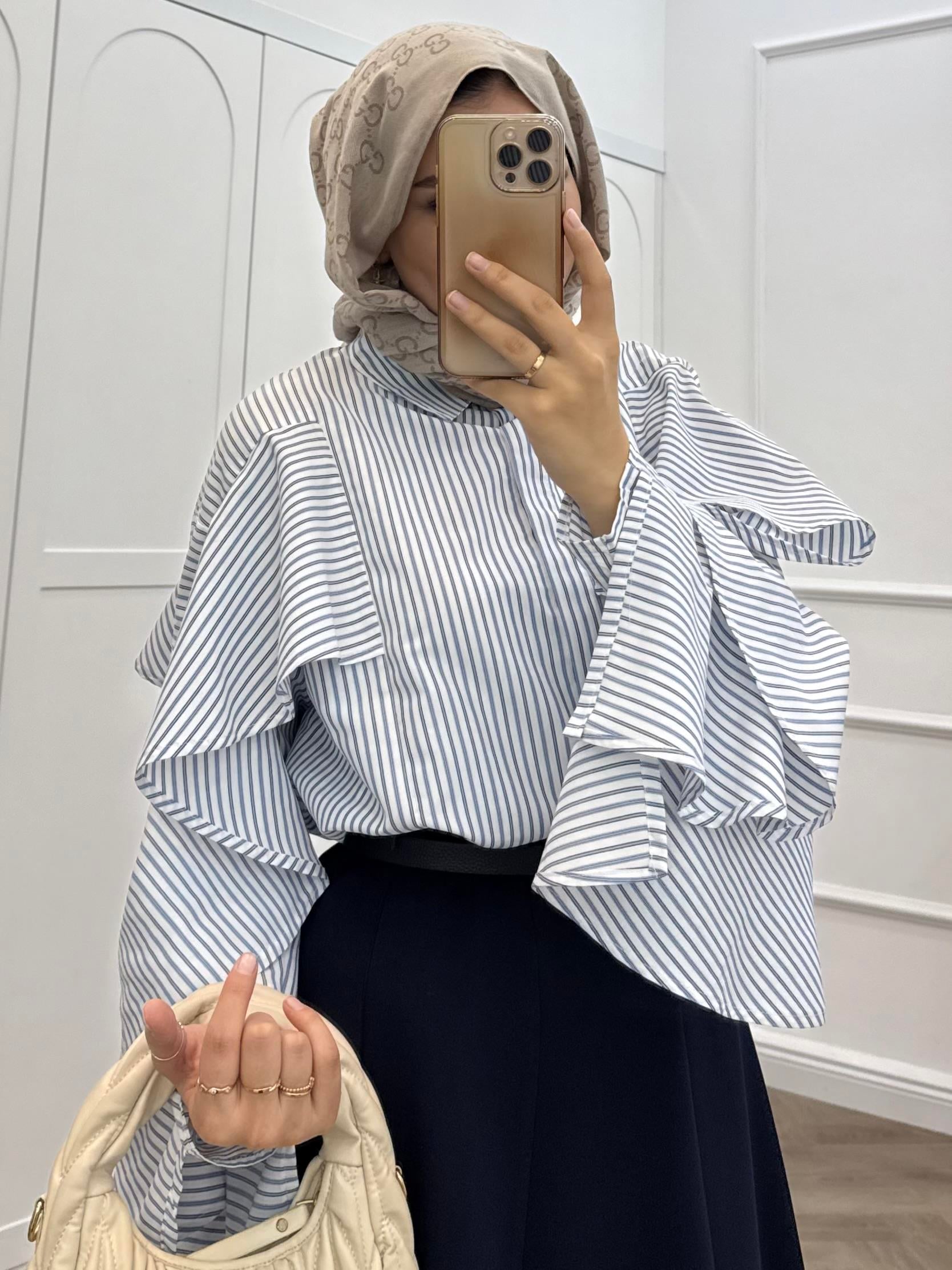 FIRFIRLI ÇİZGİLİ GÖMLEK LACİVERT