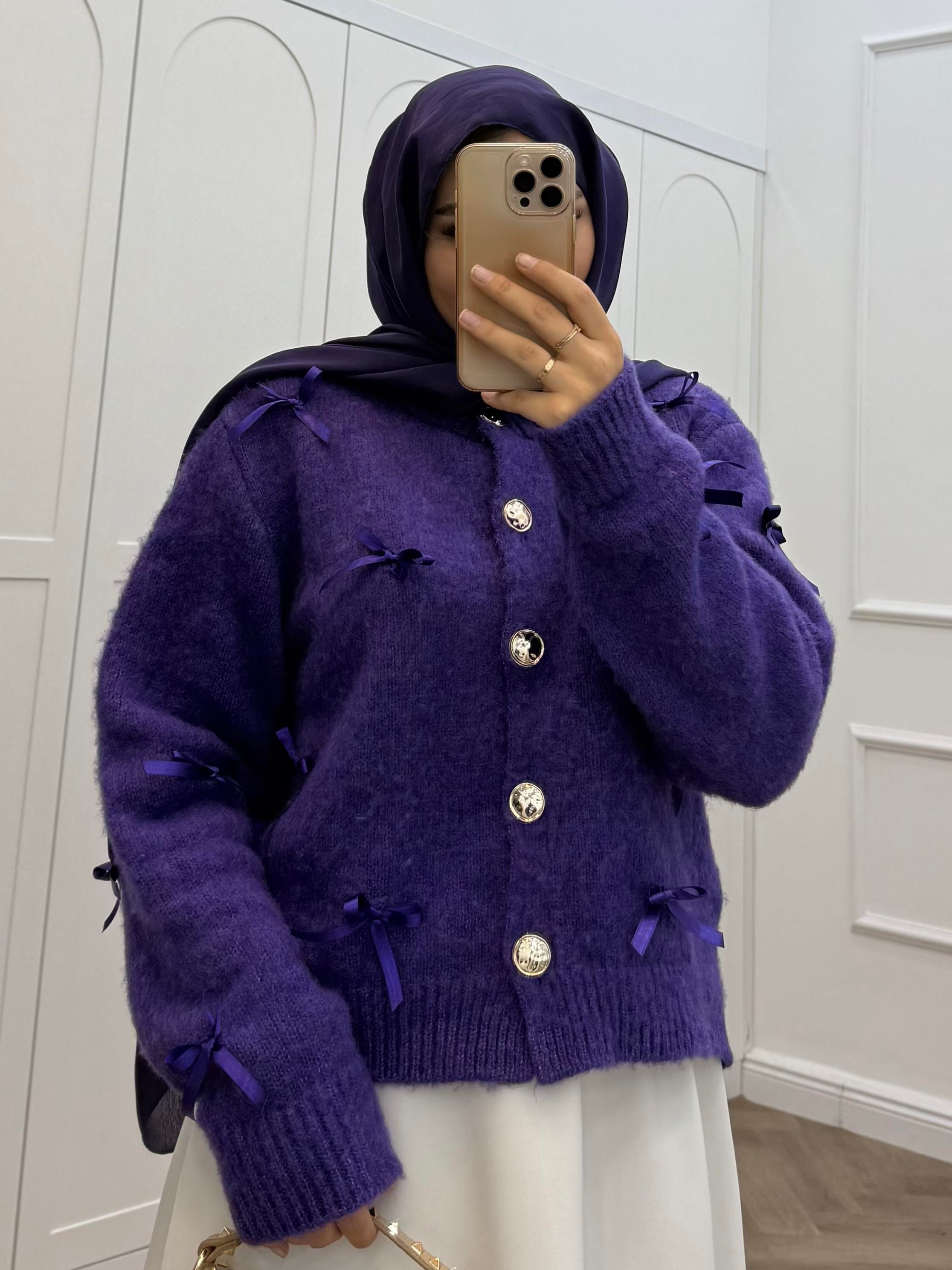 FİYONKLU KUMAŞ HIRKA MOR