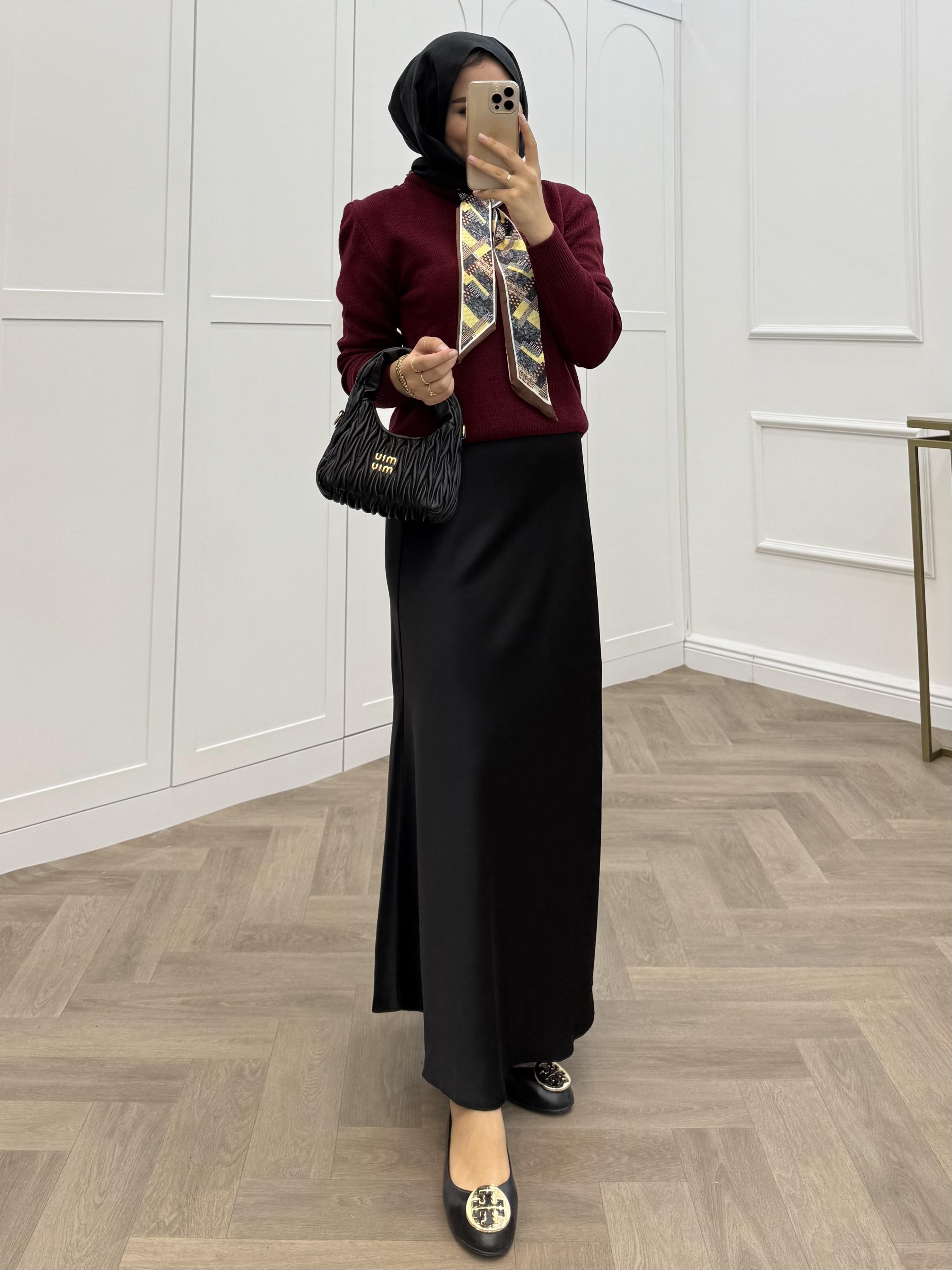 FULAR DETAYLI KAZAK BORDO