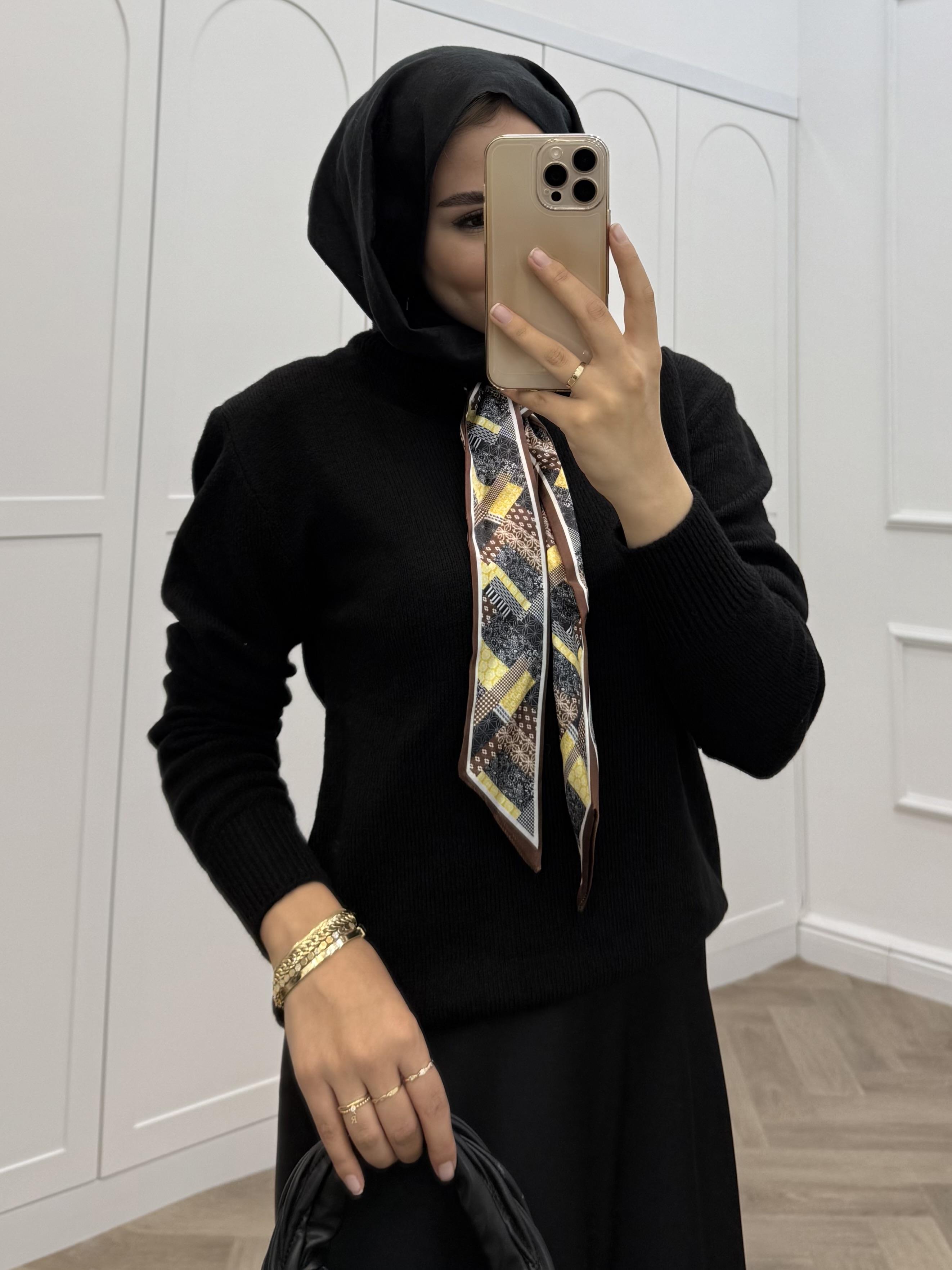 FULAR DETAYLI KAZAK SİYAH