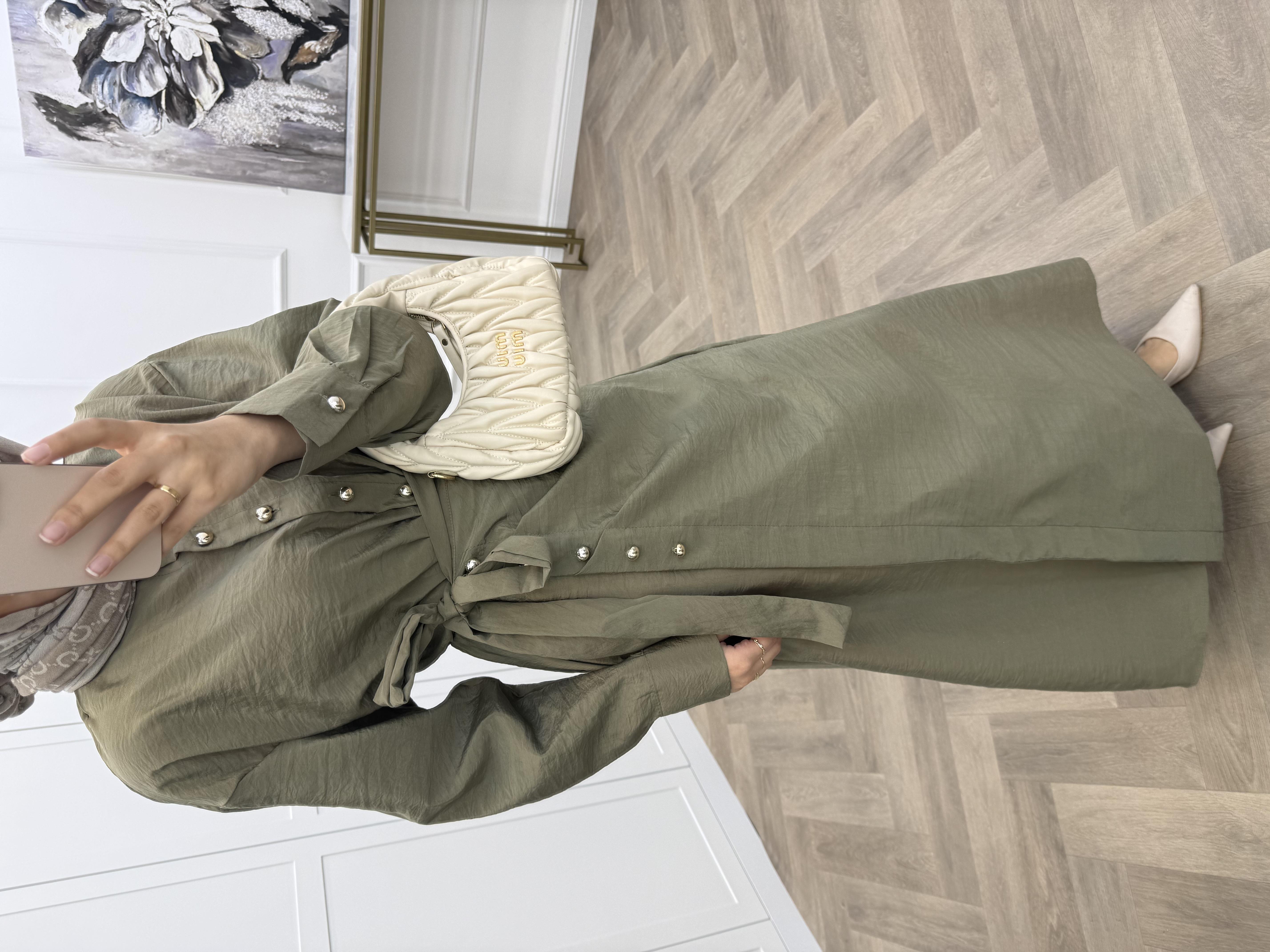 GOLD DÜĞMELİ ANVELOP ELBİSE HAKİ